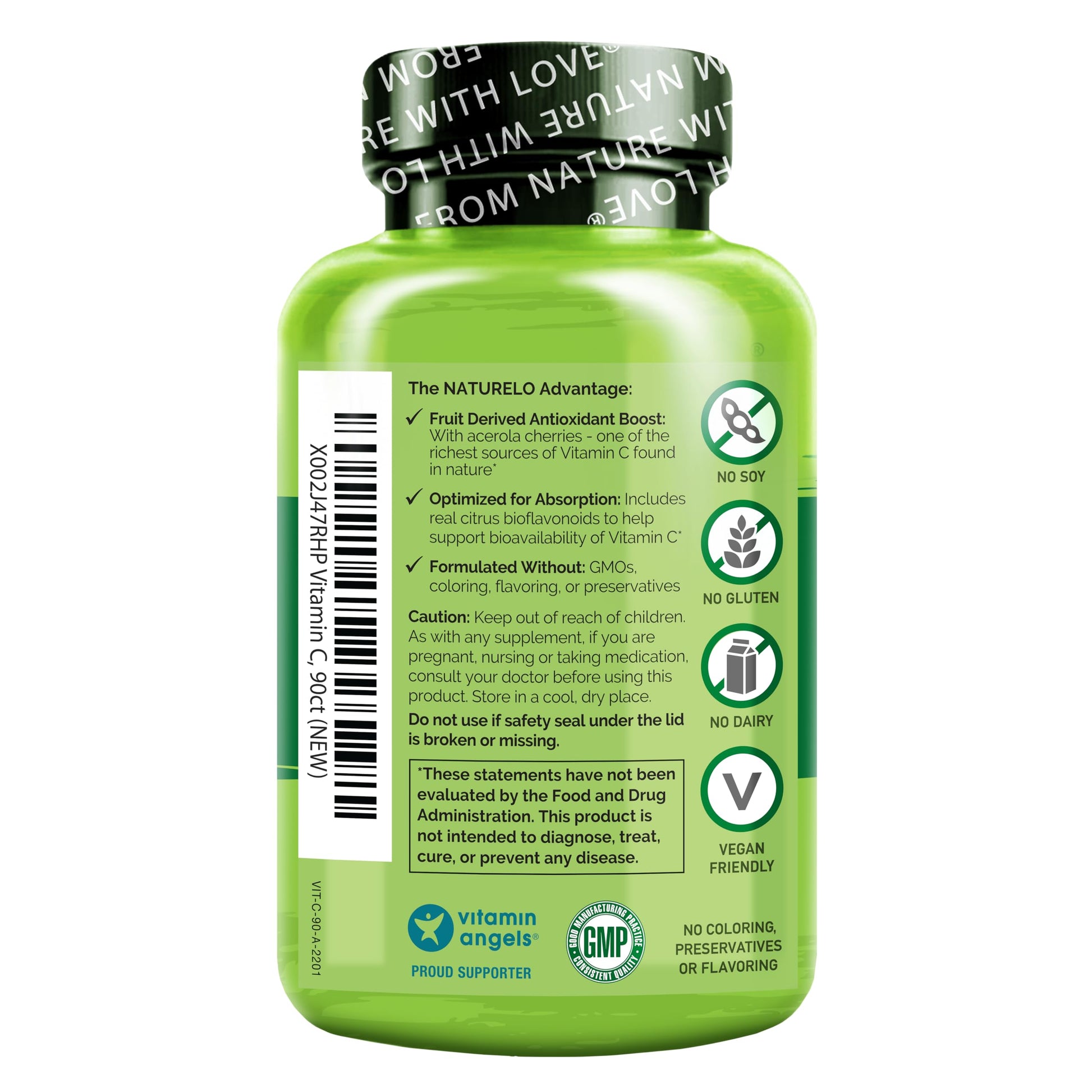 NATURELO Vitamin C with Organic Acerola Cherry Extract and Citrus Bioflavonoids - Vegan Supplement - Immune Support - 500 mg VIT C per Cap NATURELO buy supplements canada