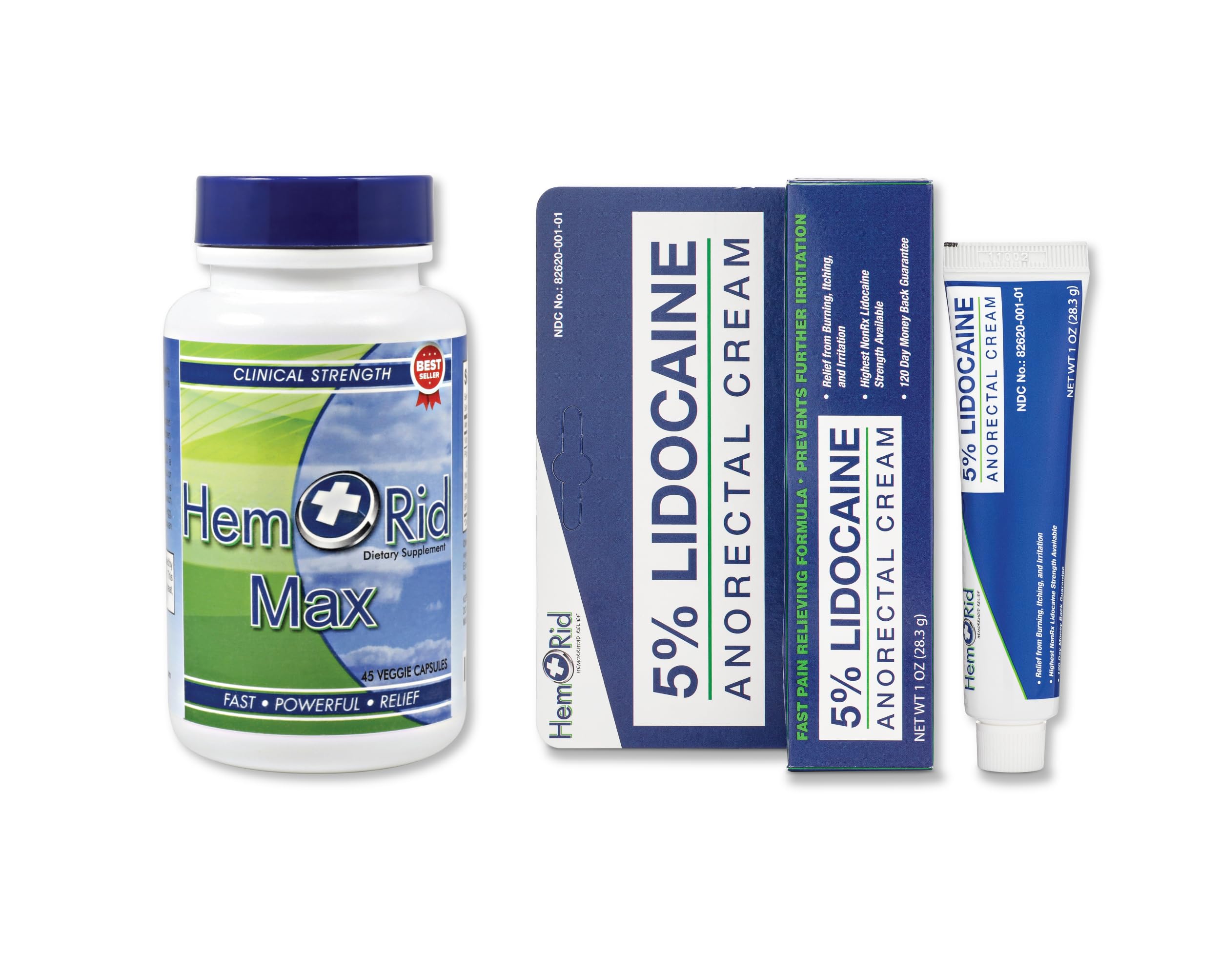 HemRid Max and Maximum Strength Lidocaine Cream - Hemorrhoid Relief Bundle for Fast Internal & External Support - Hemorrhoid Pills & Hemorrhoidal Lidocaine Cream for Rapid Comfort & Soothing Care HemRid buy supplements canada