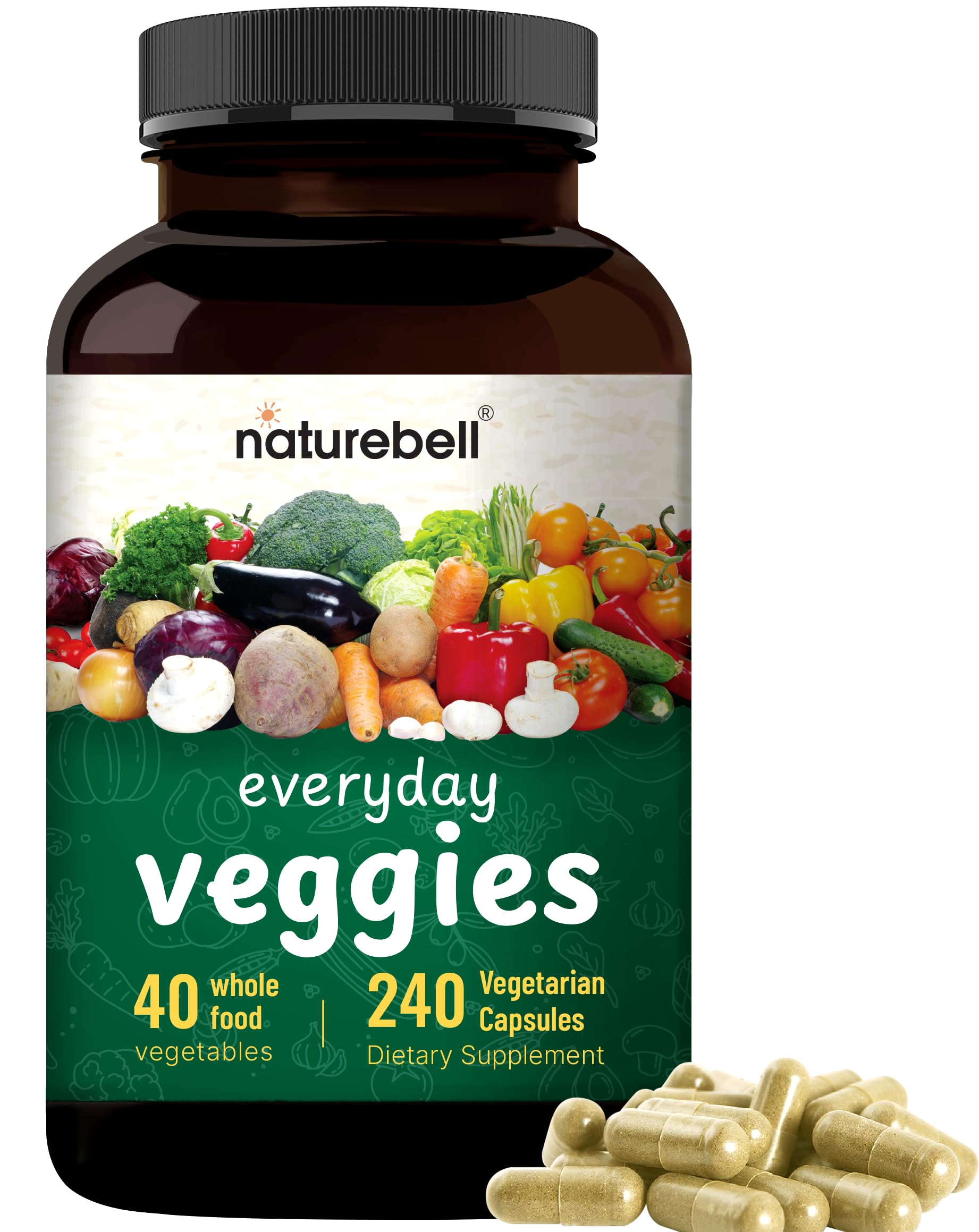 Fruit and Veggies Supplement – 480 Total Vegetarian Capsules | Balance of Natural 40 Whole Fruits & Veggies Blend | Fresh Superfood Formula with Vitamins and Minerals – Non-GMO NatureBell buy supplements canada