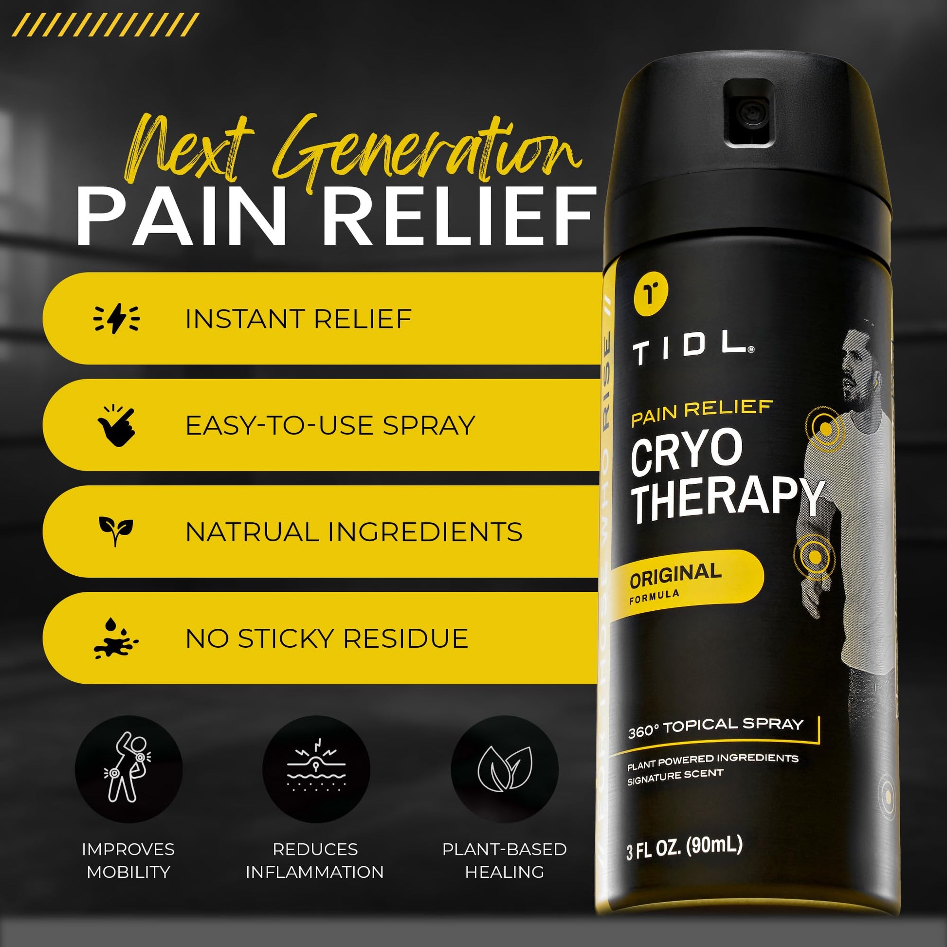 TIDL Pain Relief Spray Bundle – Morning, Cryotherapy & Evening Therapy – 3 x 3oz Sprays for Muscle, Joint, Neck, Back & Knee Pain Relief – Plant-Based Menthol Day & Night Care TIDL buy supplements canada