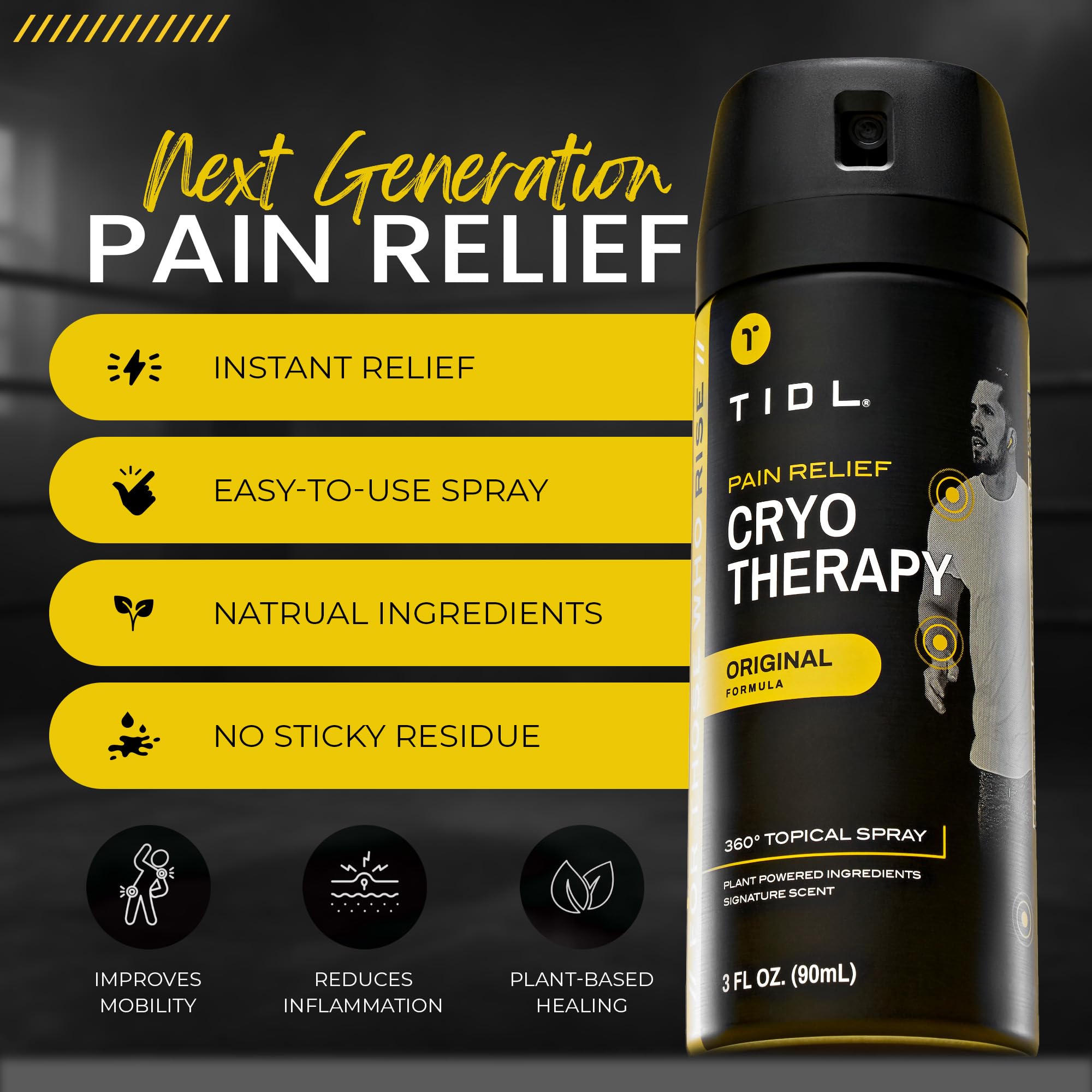 TIDL Pain Relief Spray Bundle – Morning, Cryotherapy & Evening Therapy – 3 x 3oz Sprays for Muscle, Joint, Neck, Back & Knee Pain Relief – Plant-Based Menthol Day & Night Care TIDL buy supplements canada