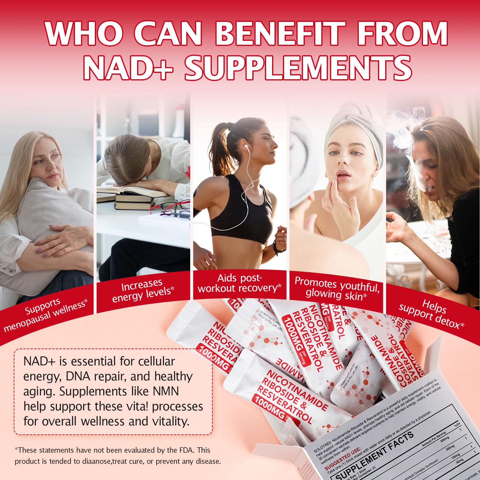NAD+ Supplement 1000mg Liquid Packets 21pcs, Nicotinamide Riboside Resveratrol, NAD Supplements for Women Men, Anti-Aging, Repairs Cells, Support Natural Vitality Nyloriaine buy supplements canada