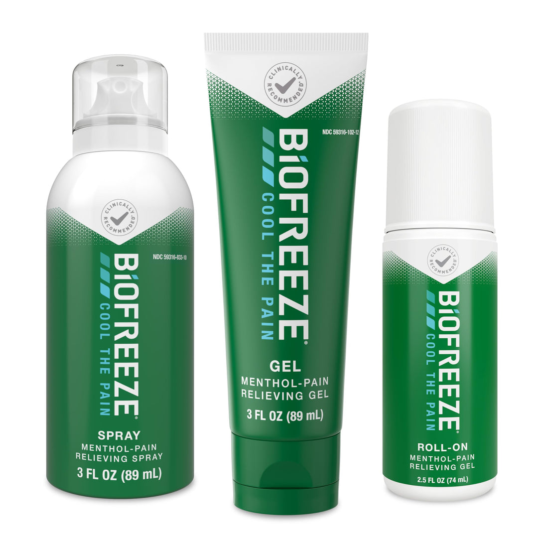 Biofreeze Spray, Gel, & Roll-On Pain Relief Variety Pack, Muscle Pain Relief, Arthritis Pain Reliver, Neck Pain Relief, Cooling Menthol Joint Pain Relief, 3 Fl Oz Spray, 3 Fl Oz Gel, 2.5 Fl Oz Roll On Biofreeze buy supplements canada