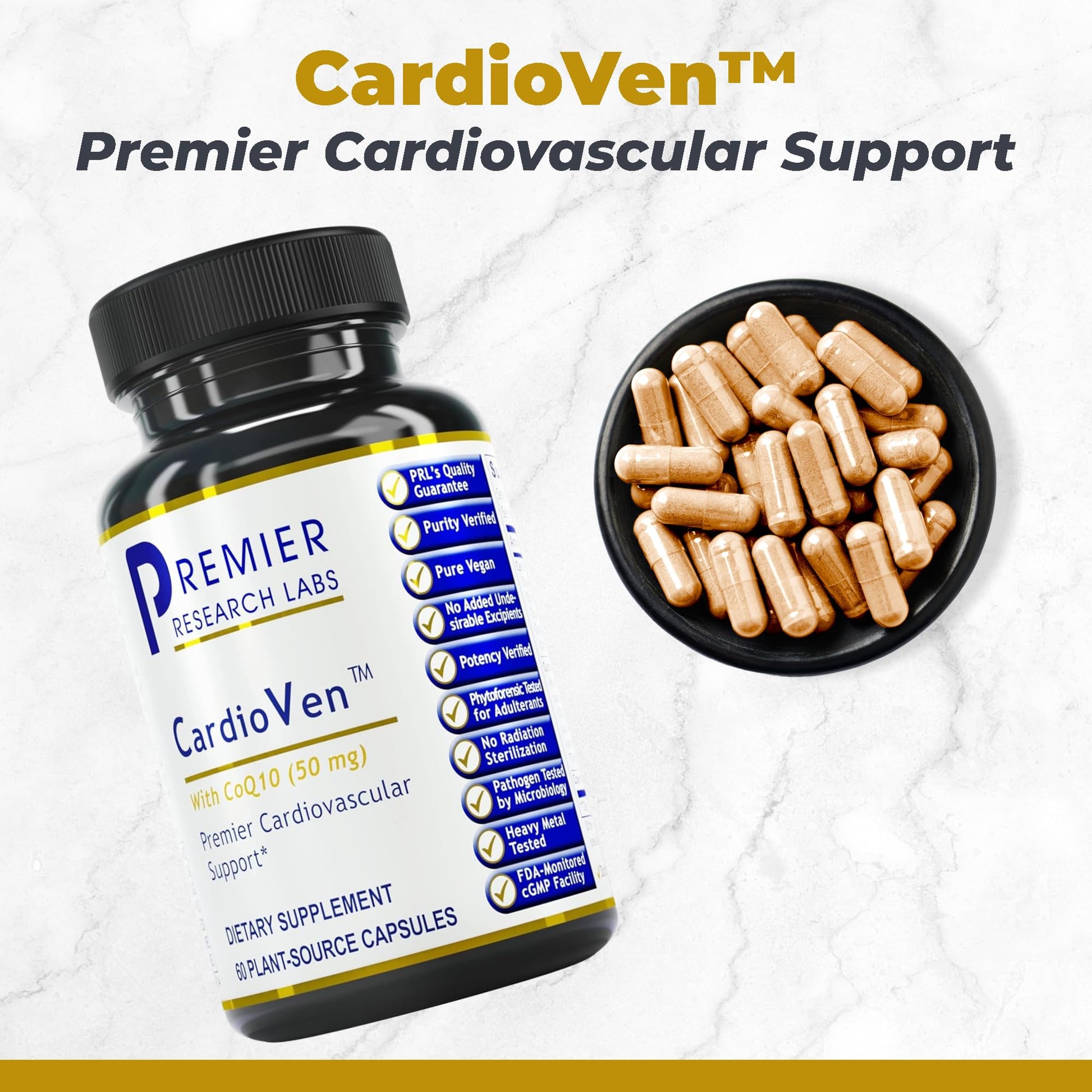 Premier Research Labs CardioVen - CoQ10, Coenzyme Q10, Co Q 10 Supplement 50mg, Ubiquinol with Chlorella, Tocotrienol & Cayenne Pepper for Heart Health, Antioxidant Support - 60 Vegetarian Capsules Premier Research Labs buy supplements canada