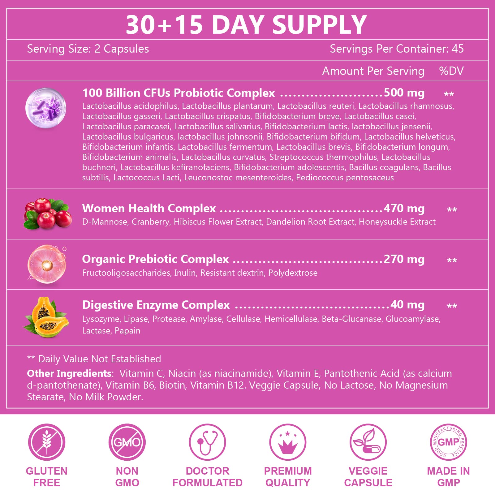 Probiotics for Women Digestive Health, 100 Billion CFUs Probiotic with Digestive Enzymes NATURE TARGET buy supplements canada