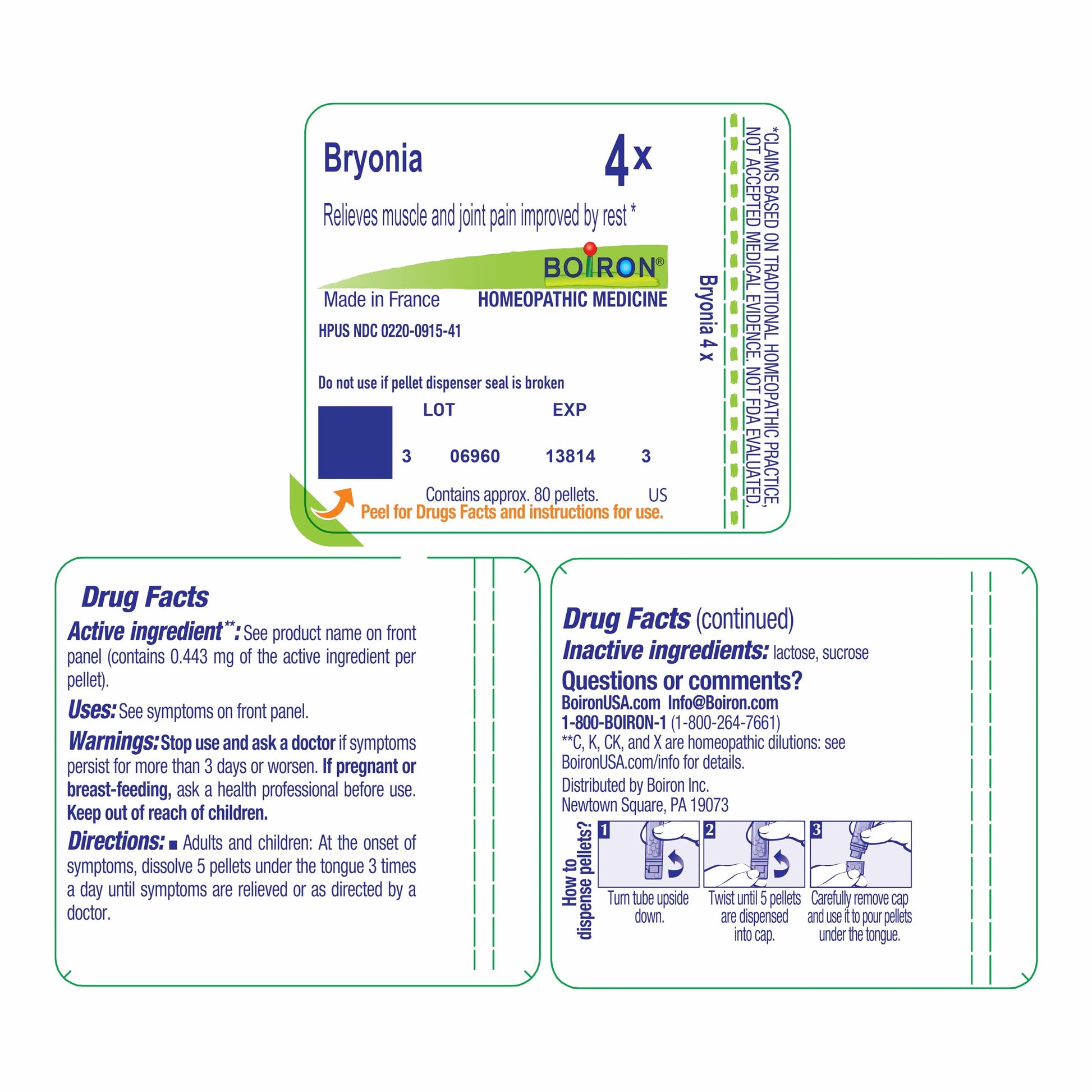 Boiron Bryonia 4X Homeopathic Medicine for Muscle & Joint Pain - 80 Pellets Boiron buy supplements canada