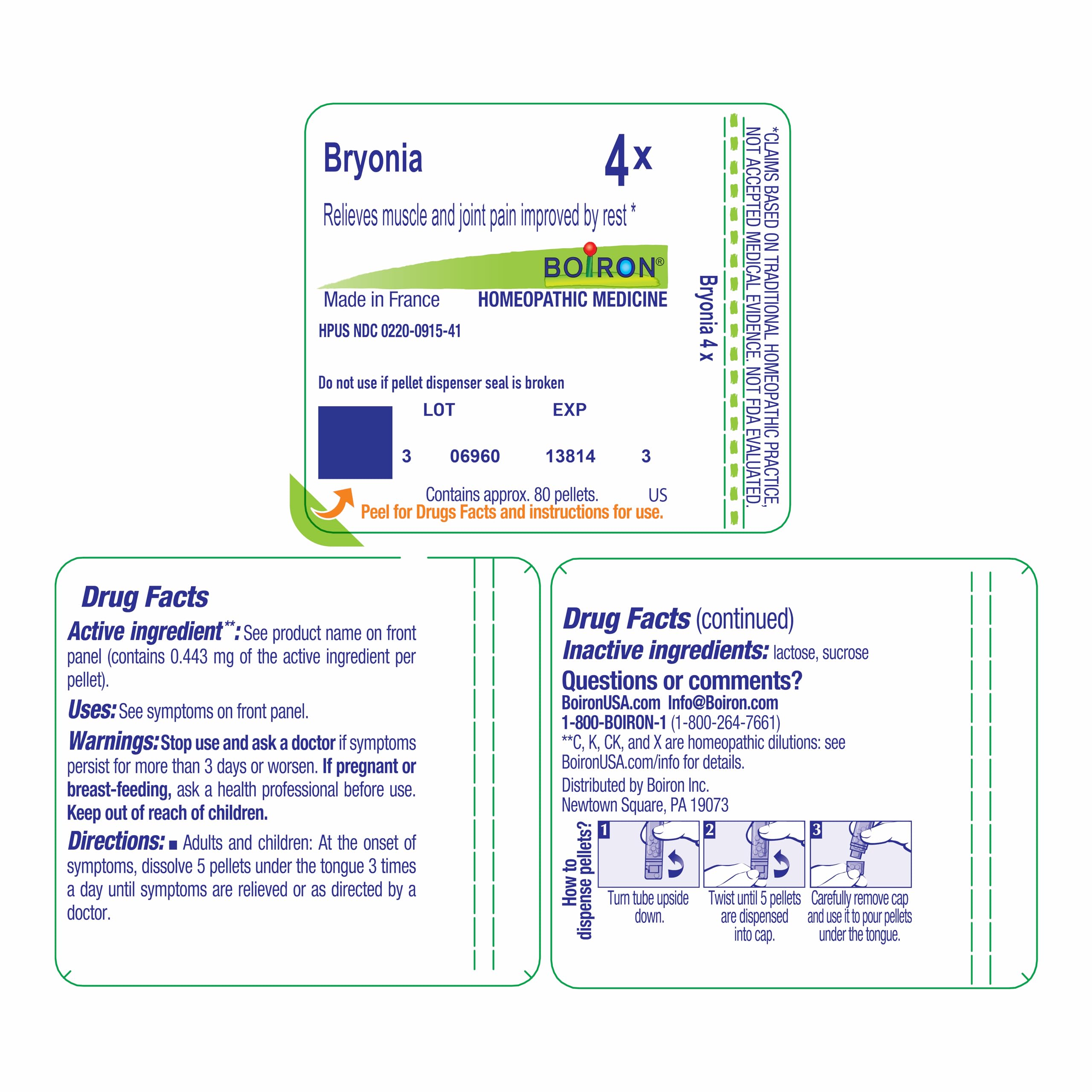 Boiron Bryonia 4X Homeopathic Medicine for Muscle & Joint Pain - 80 Pellets Boiron buy supplements canada
