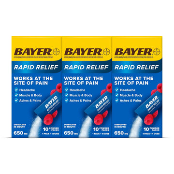 Bayer® Rapid Relief, Dissolvable Raspberry Flavor, Powder Packs with Aspirin & Caffeine, Fast Acting Headache Relief, Muscle and Body Pain Reliever, 30ct Bayer buy supplements canada
