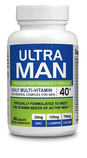 Ultra Man - Multi-Vitamins 90 Tablets - Premium Performance Formula 100% Natural - Multivitamins for Man Organic Farms Vitamins buy supplements canada