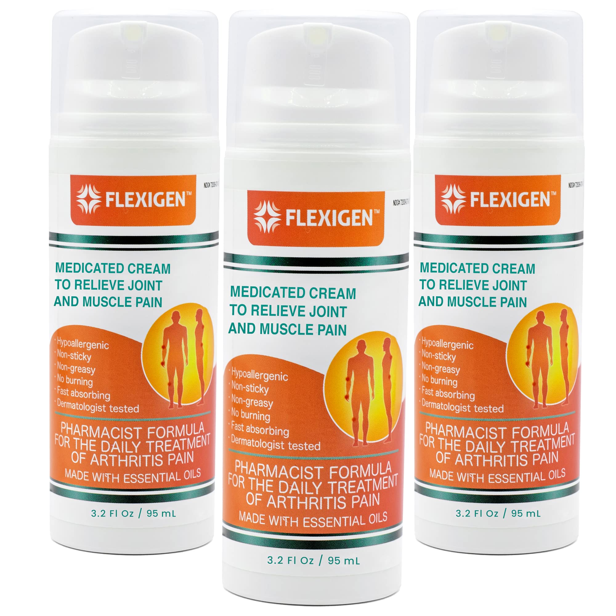 FLEXIGEN Pain Cream Lotion 3-Pack – Natural Menthol Formula with Frankincense & Essential Oils – Fast-Acting, Non-Greasy, Pleasant Scent FLEXIGEN buy supplements canada