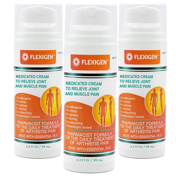 FLEXIGEN Pain Cream Lotion 3-Pack – Natural Menthol Formula with Frankincense & Essential Oils – Fast-Acting, Non-Greasy, Pleasant Scent FLEXIGEN buy supplements canada
