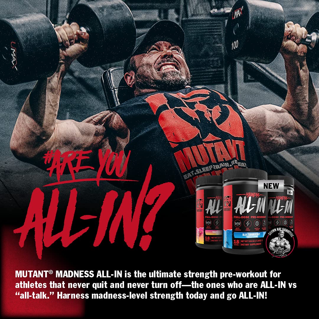 Mutant Madness All-in | Full Dosed Pre-Workout - Tropical Cyclone - 18 Serving - 504 g Mutant buy supplements canada