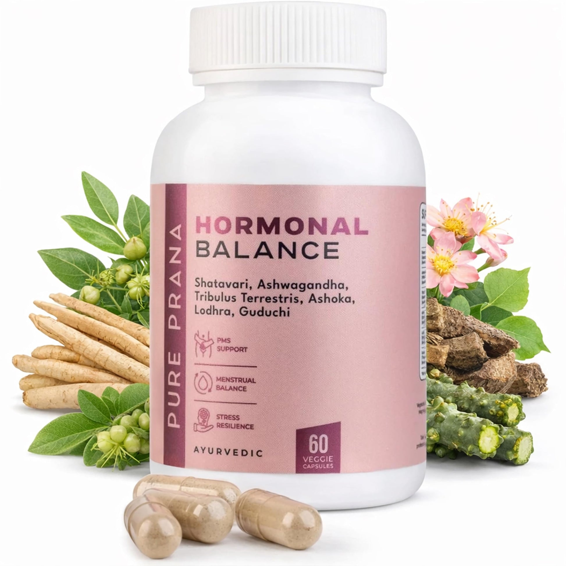 Pure Prana Ayurvedic Hormone Balance for Women - Shatavari & Ashwagandha Supplement for PMS Relief & Menstrual Support - Menopause, Perimenopause & Cortisol Support - 60 Capsules Pure Prana buy supplements canada