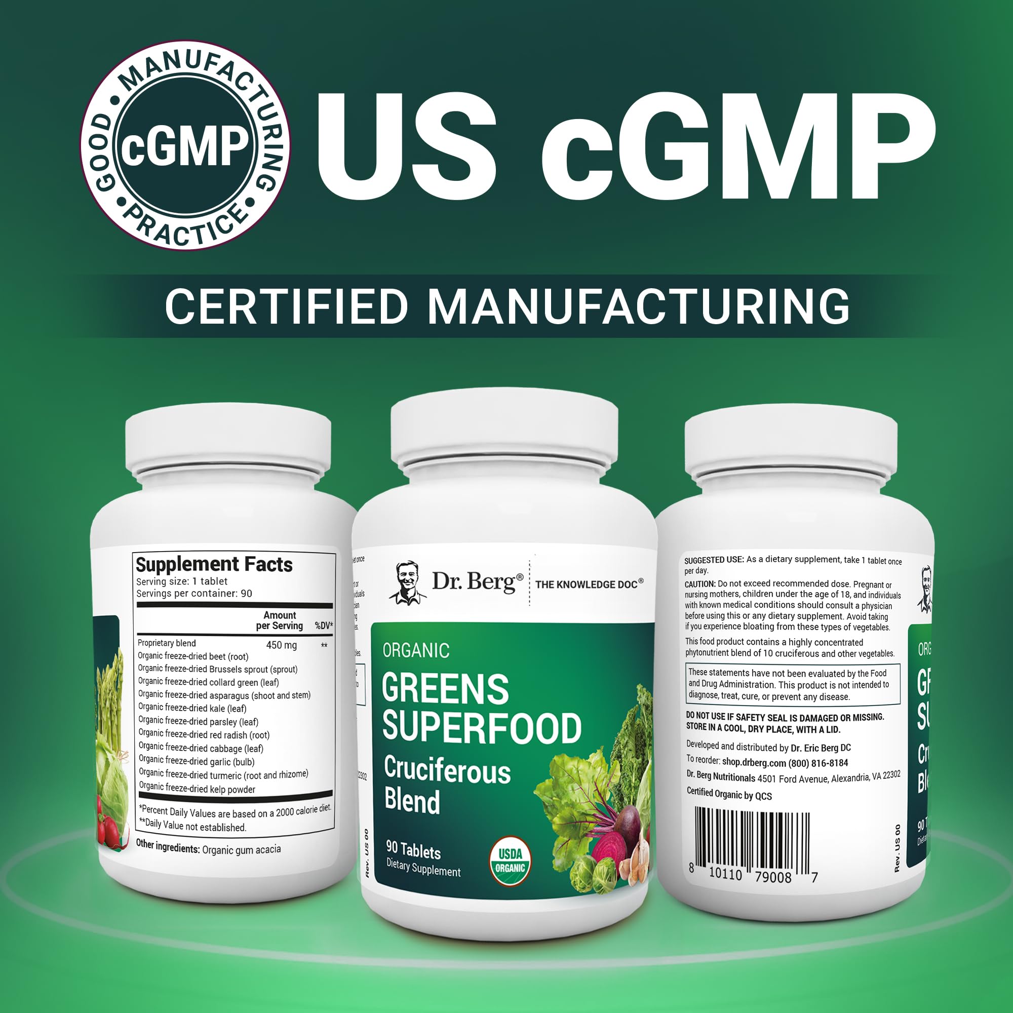 Dr. Berg's Greens Superfood Cruciferous Vegetable Tablets - Vegetable Supplements for Adults w/ 11 Phytonutrient Super Greens - Energy, Immune System & Liver Veggie Tablets - 90 Tablet Dr. Berg Nutritionals buy supplements canada
