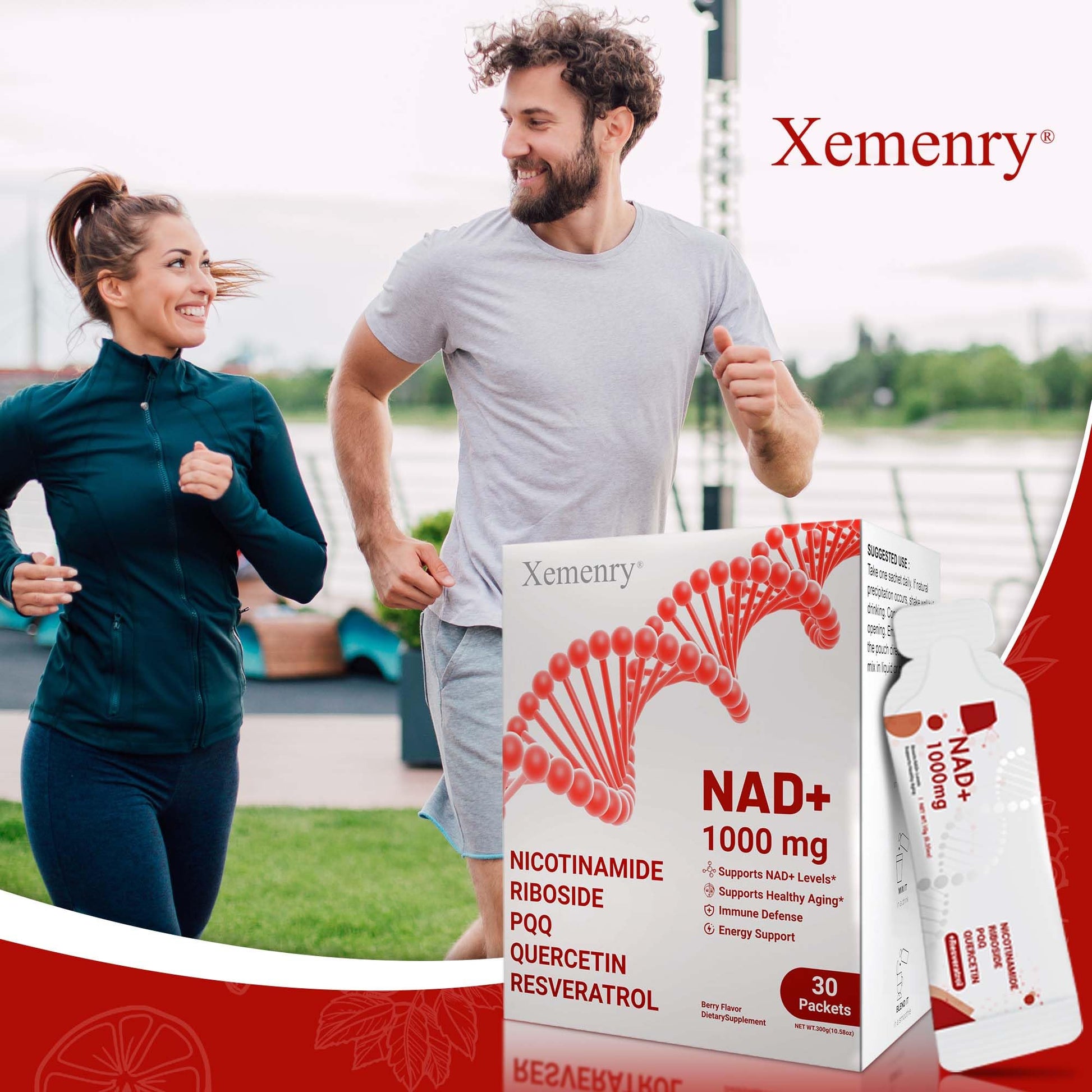 NAD Supplement 1000mg Liquid - Nicotinamide Riboside Resveratrol Supplements for Men & Women - NMN Alternative for Enhanced Energy & Anti-Aging, Focus - 30 Packets Xemenry buy supplements canada