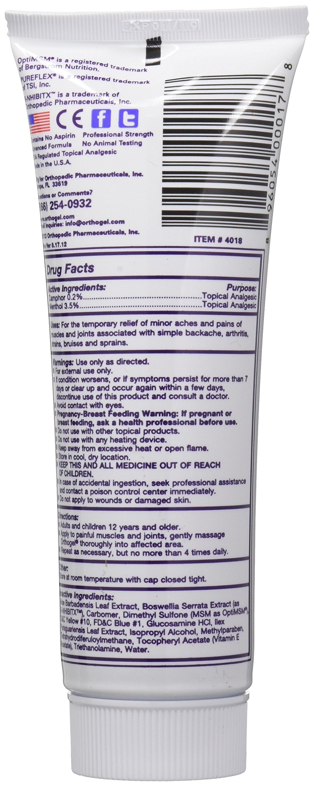 Orthogel Advanced Pain Relief Gel Tube, 4 oz. Orthogel buy supplements canada