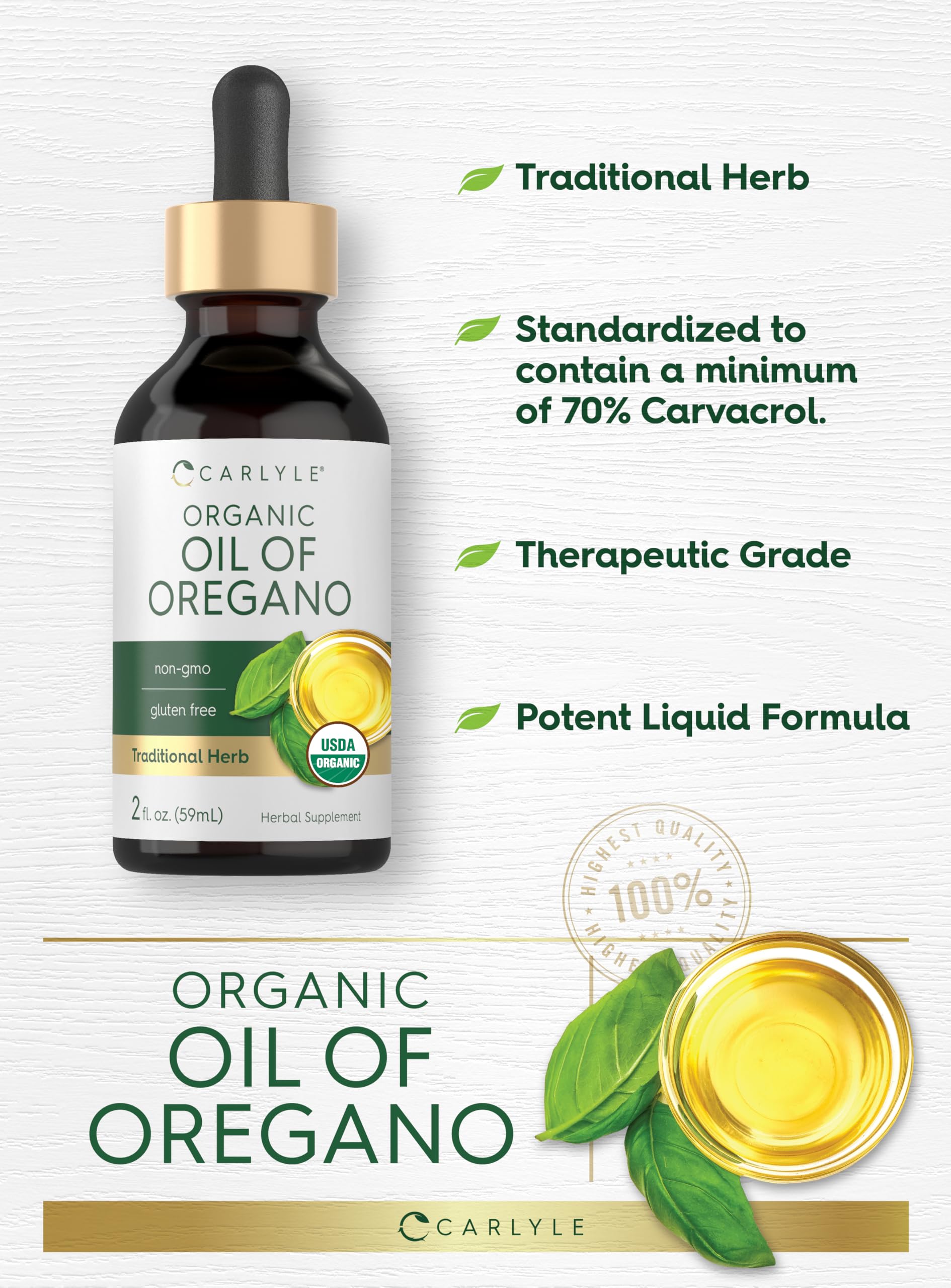 Carlyle Organic Oil of Oregano Liquid Drops - 2 fl oz - 1 Year Supply | Vegan Herbal Supplement | Non-GMO, Gluten Free Carlyle buy supplements canada