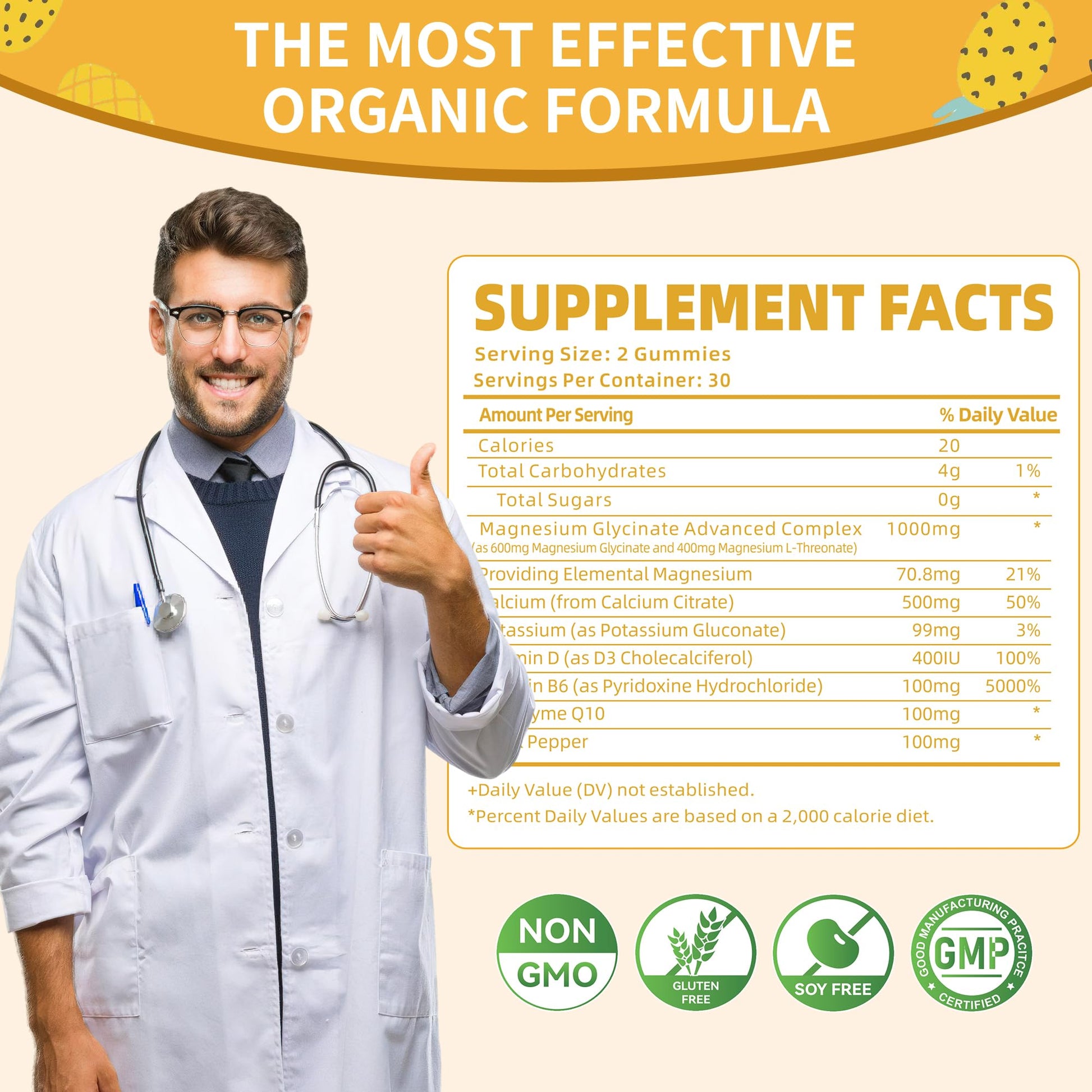 Magnesium Glycinate Gummies 1000mg - Sugar Free Magnesium Potassium Supplement with Vitamin D, B6, CoQ10 for Calm Mood & Sleep Support - 60 Pineapple Gummies -1 Pack Natures Aid buy supplements canada