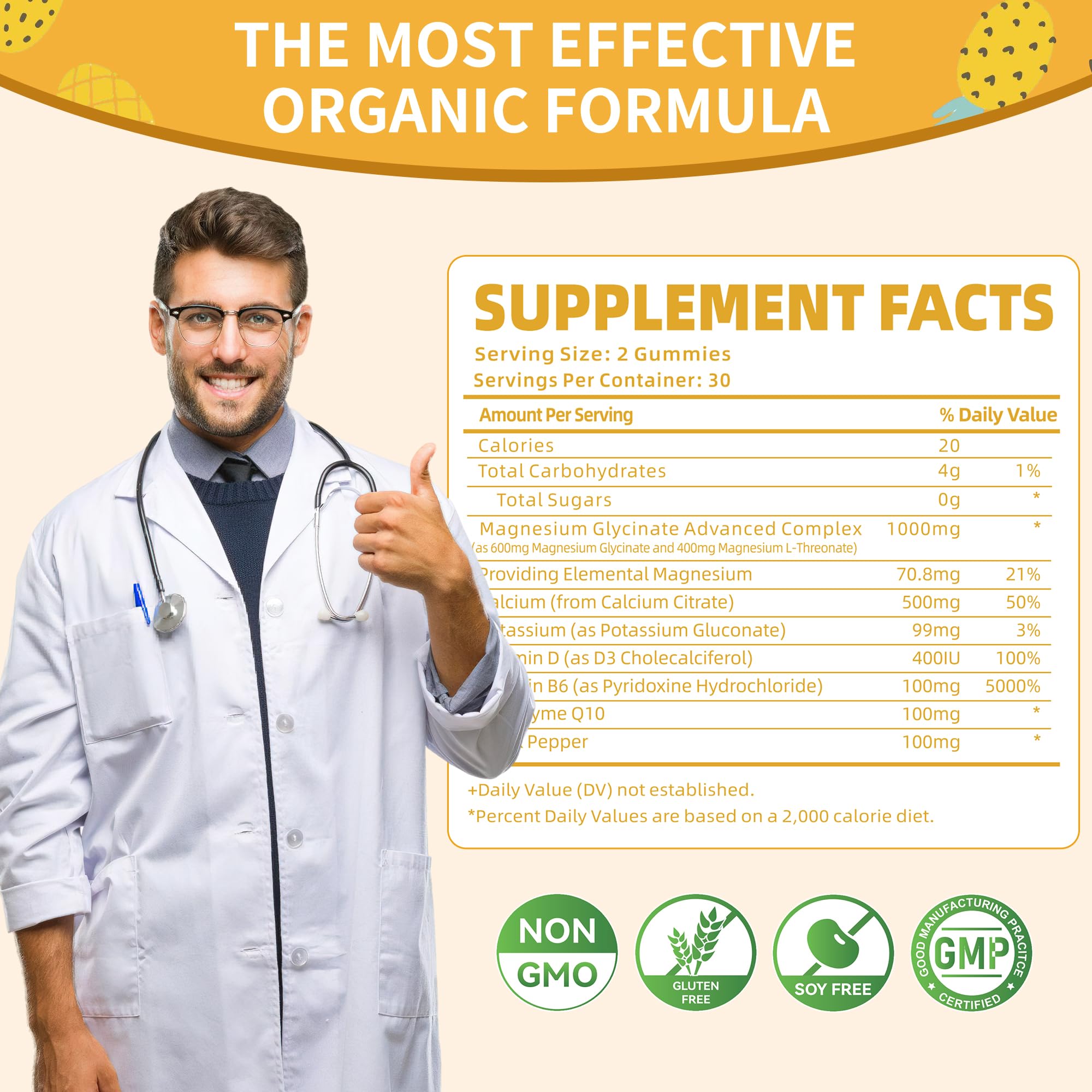 Magnesium Glycinate Gummies 1000mg - Sugar Free Magnesium Potassium Supplement with Vitamin D, B6, CoQ10 for Calm Mood & Sleep Support - 60 Pineapple Gummies -1 Pack Natures Aid buy supplements canada