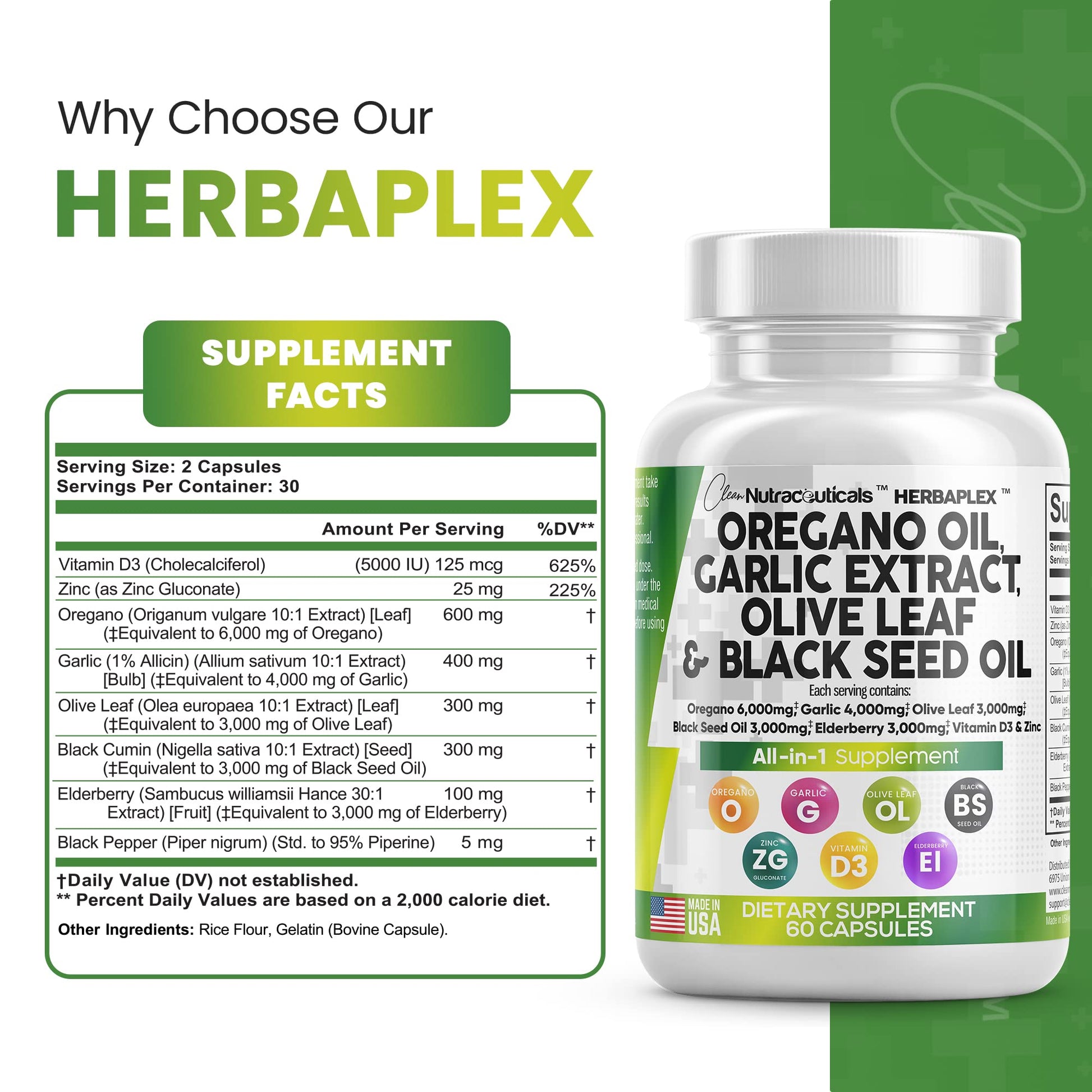 Oregano Oil 6000mg Garlic Extract 4000mg Olive Leaf 3000mg Black Seed Clean Nutraceuticals buy supplements canada
