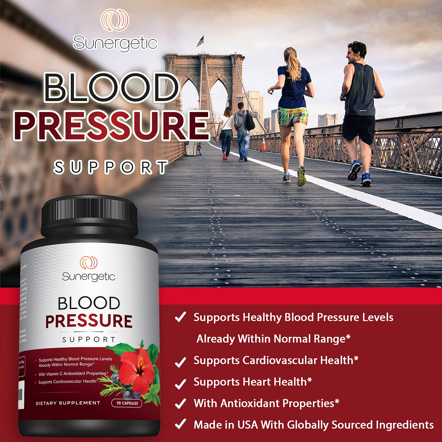 Premium Blood Pressure Support Supplement For Cardiovascular & Heart Health with Garlic Sunergetic buy supplements canada
