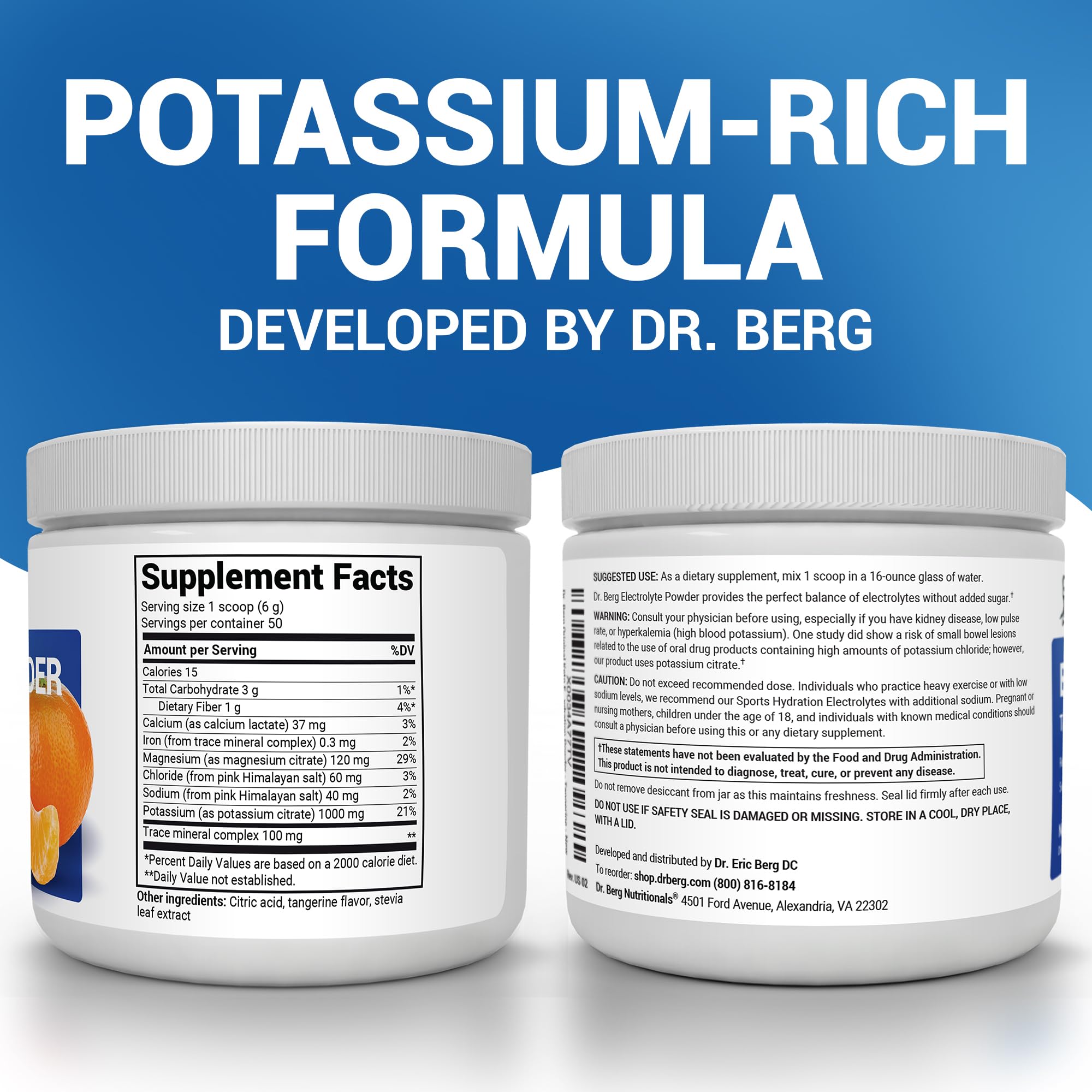 Dr. Berg Zero Sugar Hydration Keto Electrolyte Powder - Enhanced w/ 1000 mg of Potassium & Real Pink Himalayan Salt (NOT Table Salt) - Tangerine Flavor Hydration Drink Mix Supplement - 50 Servings Dr. Berg Nutritionals buy supplements canada