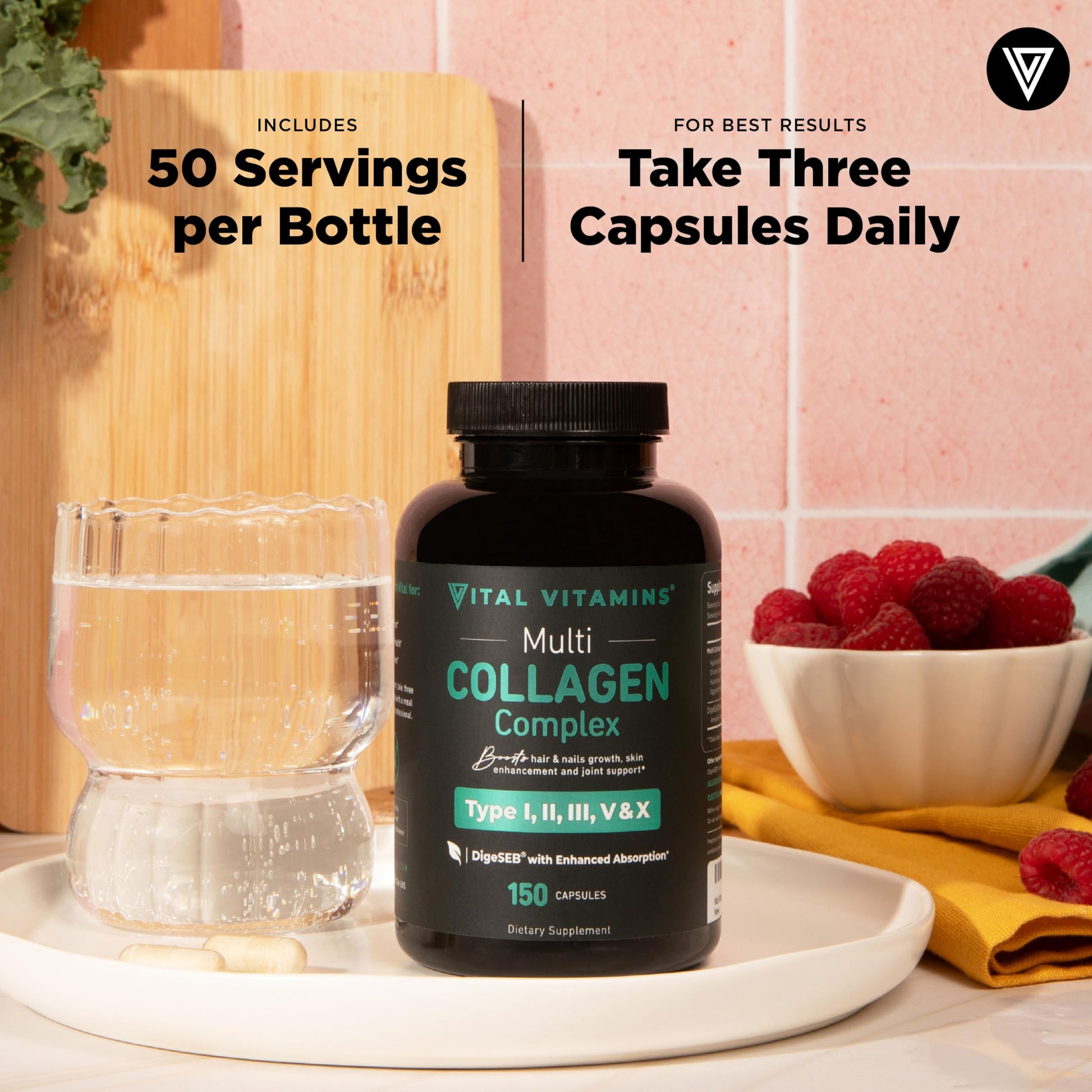Vital Vitamins Multi Collagen Capsules - Type I, II, III, V, X - Grass-Fed, Collagen Peptides Supplements, Non-GMO - for Men & Women - 150 Count Vital Vitamins buy supplements canada