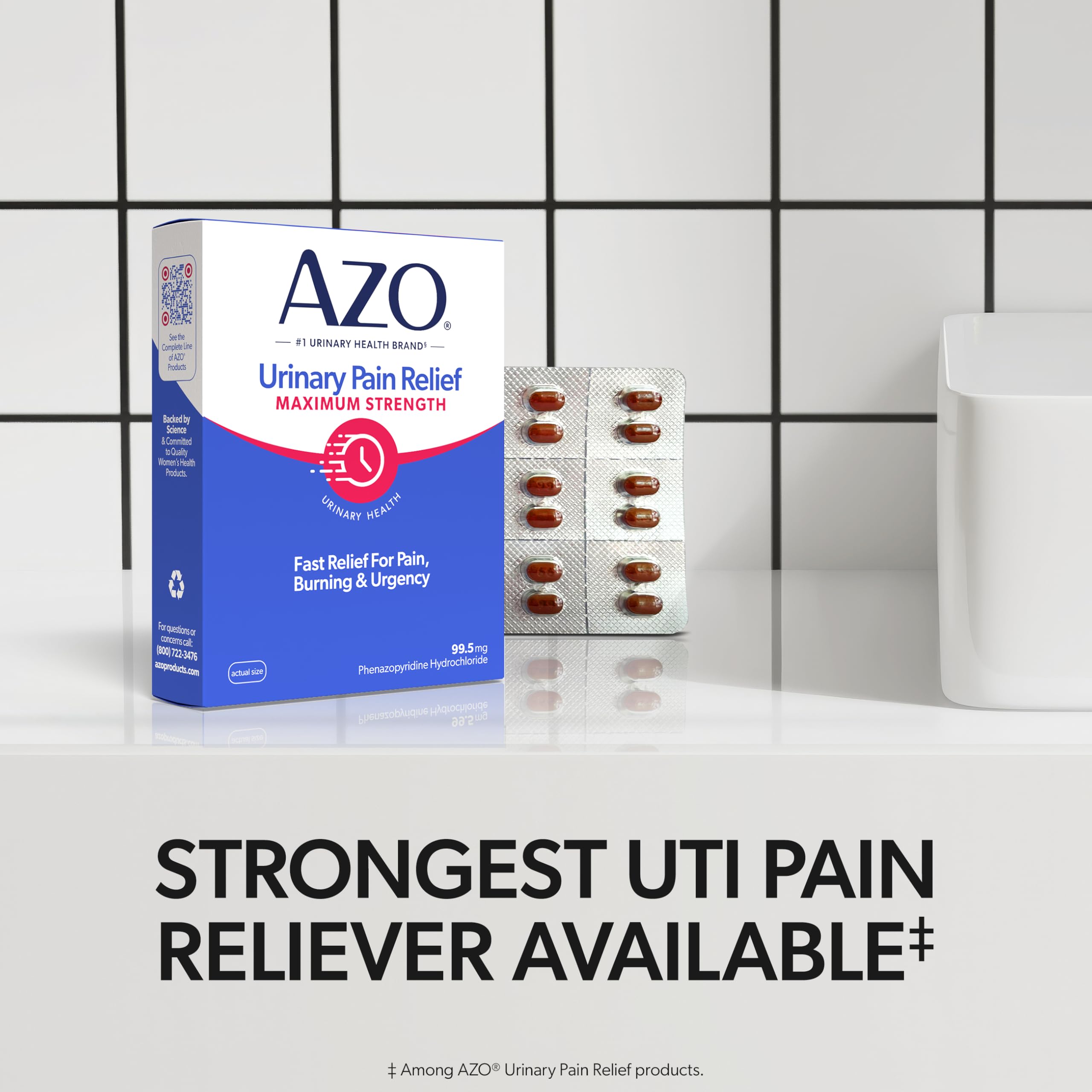 AZO Urinary Pain Relief Maximum Strength, Fast relief of UTI Pain, Burning & Urgency, Targets Source of Pain, #1 Most Trusted Brand, 24 Tablets AZO buy supplements canada