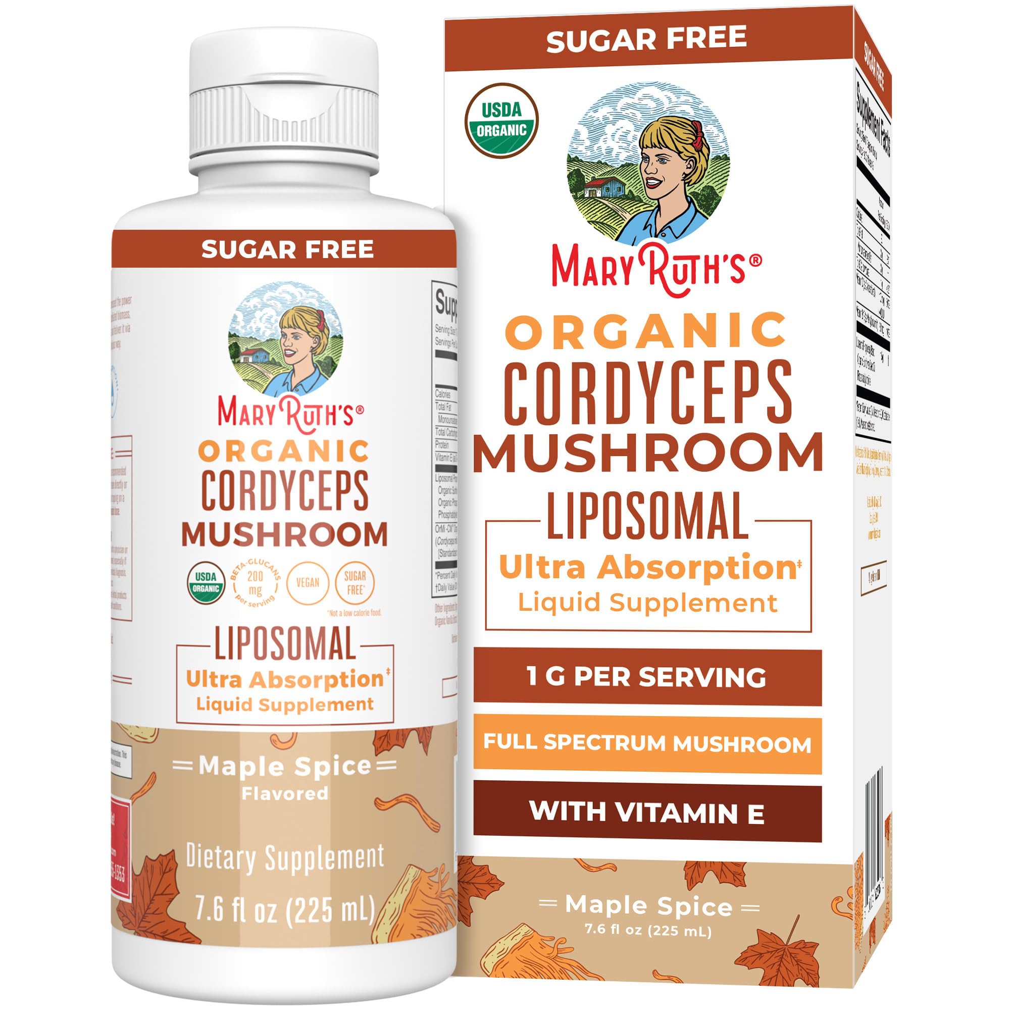 MaryRuth Organics Cordyceps Mushroom Supplement | Ultra Absorption Liposomal | Full Spectrum Mushroom | 200mg Beta-Glucans Per Serving | USDA Organic | Vegan | 7.6 oz | 15 Servings MARYRUTH'S buy supplements canada