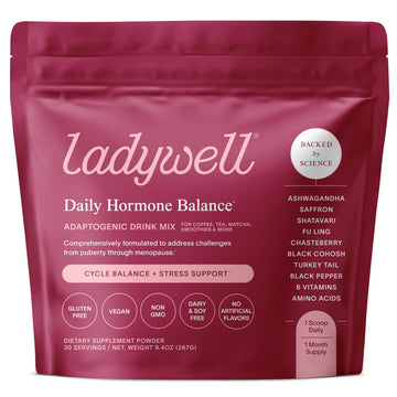Ladywell Daily Hormone Balance Powder | Natural Cycle Support for Women | Supports Mood, Bloating, Cramps, Skin Health & Cravings with Chasteberry, B Vitamins, Ashwagandha, Saffron + | 30 Servings Ladywell buy supplements canada
