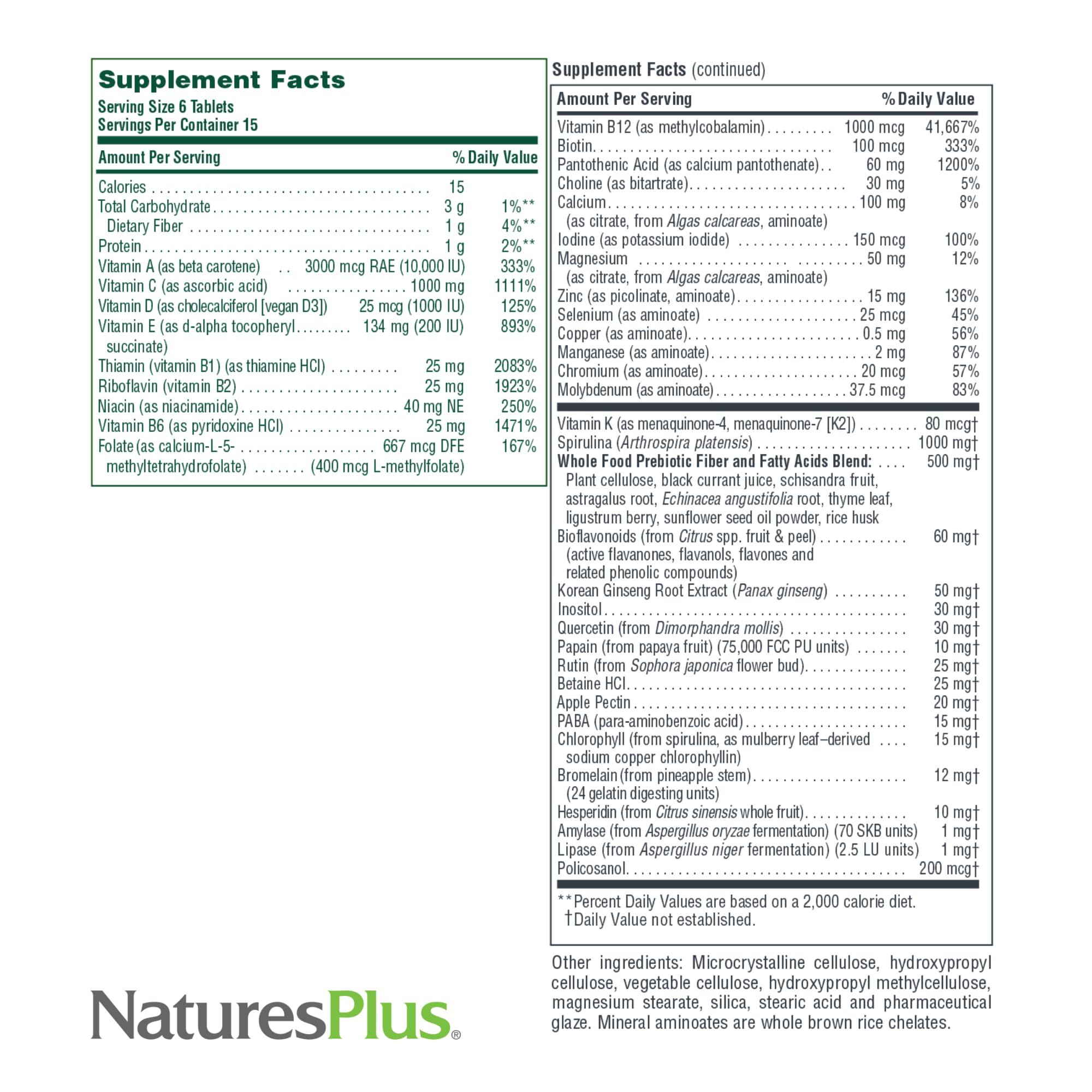 NaturesPlus Source of Life Mini-Tabs No Iron - 90 Vegetarian Mini Tablets - Easy to Swallow Natural Whole Food Multivitamin & Mineral Supplement for Health & Energy - 15 Servings NaturesPlus buy supplements canada