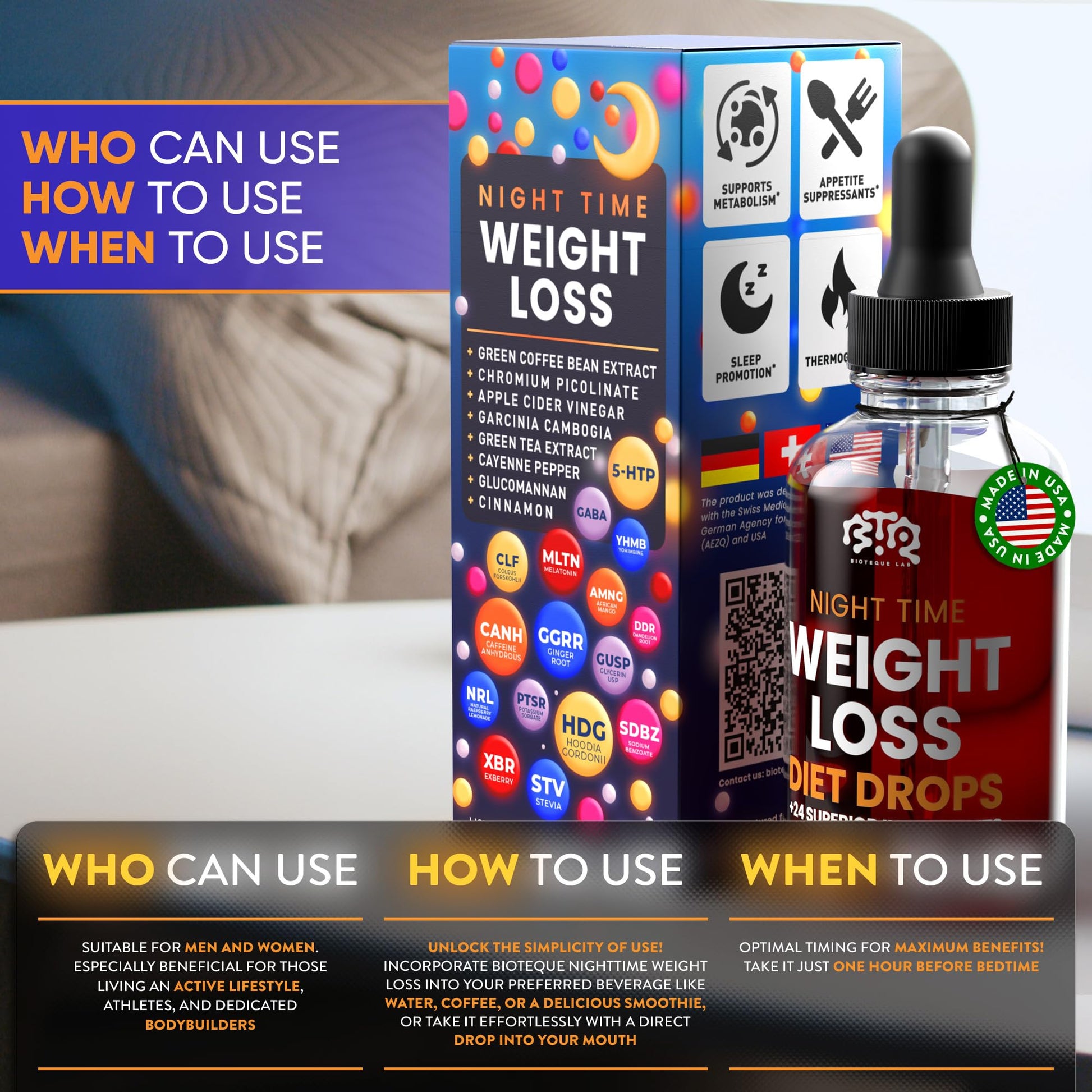 BIOTEQUELAB Night Time Weight Loss Diet Drops - Appetite Control, Fat BIOTEQUELAB buy supplements canada