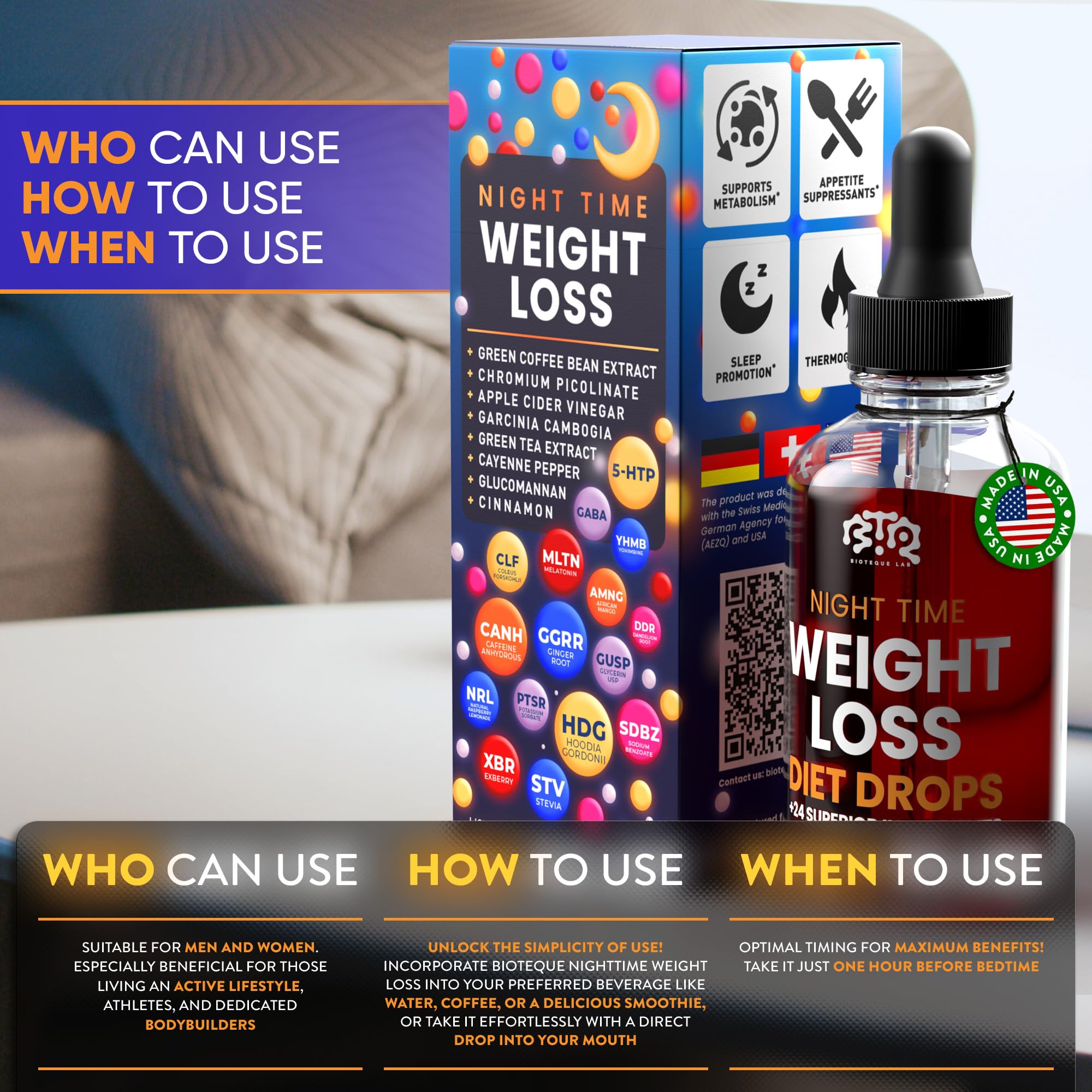 BIOTEQUELAB Night Time Weight Loss Diet Drops - Appetite Control, Fat BIOTEQUELAB buy supplements canada