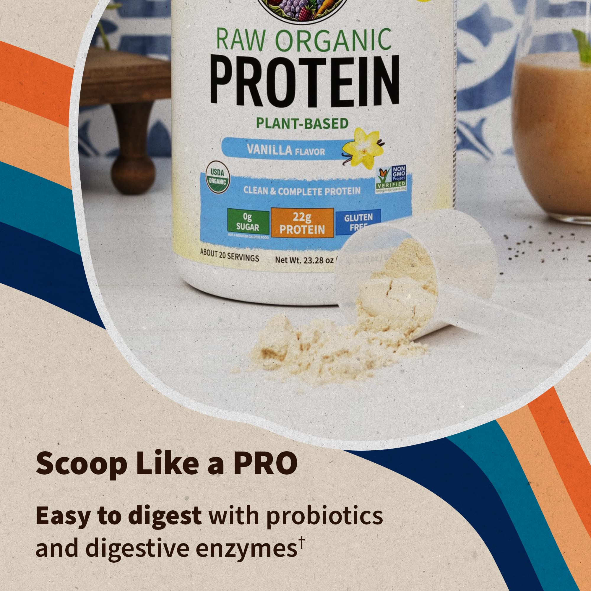 Organic Vegan Vanilla Protein Powder - Garden of Life – 22g Complete Plant Based Raw Garden of Life buy supplements canada
