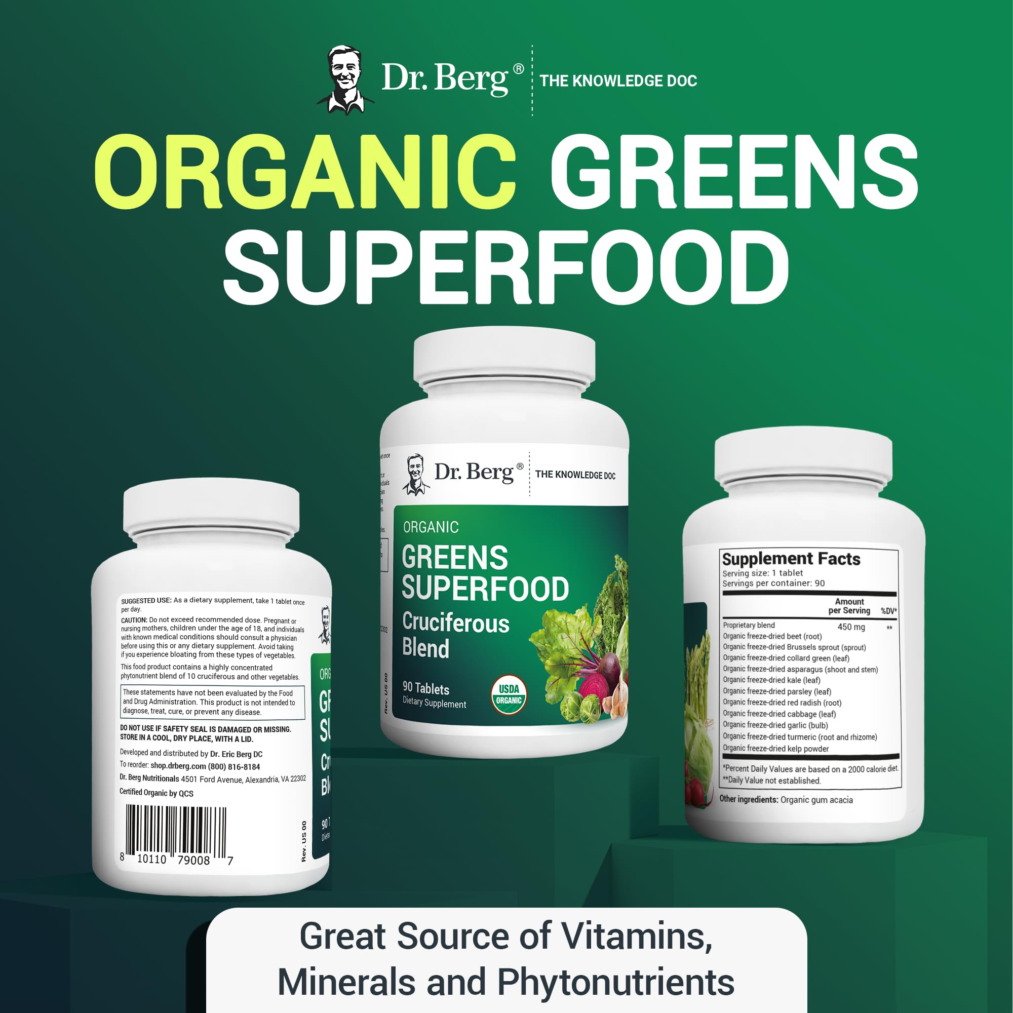 Dr. Berg's Greens Superfood Cruciferous Vegetable Tablets - Vegetable Supplements Dr. Berg Nutritionals buy supplements canada