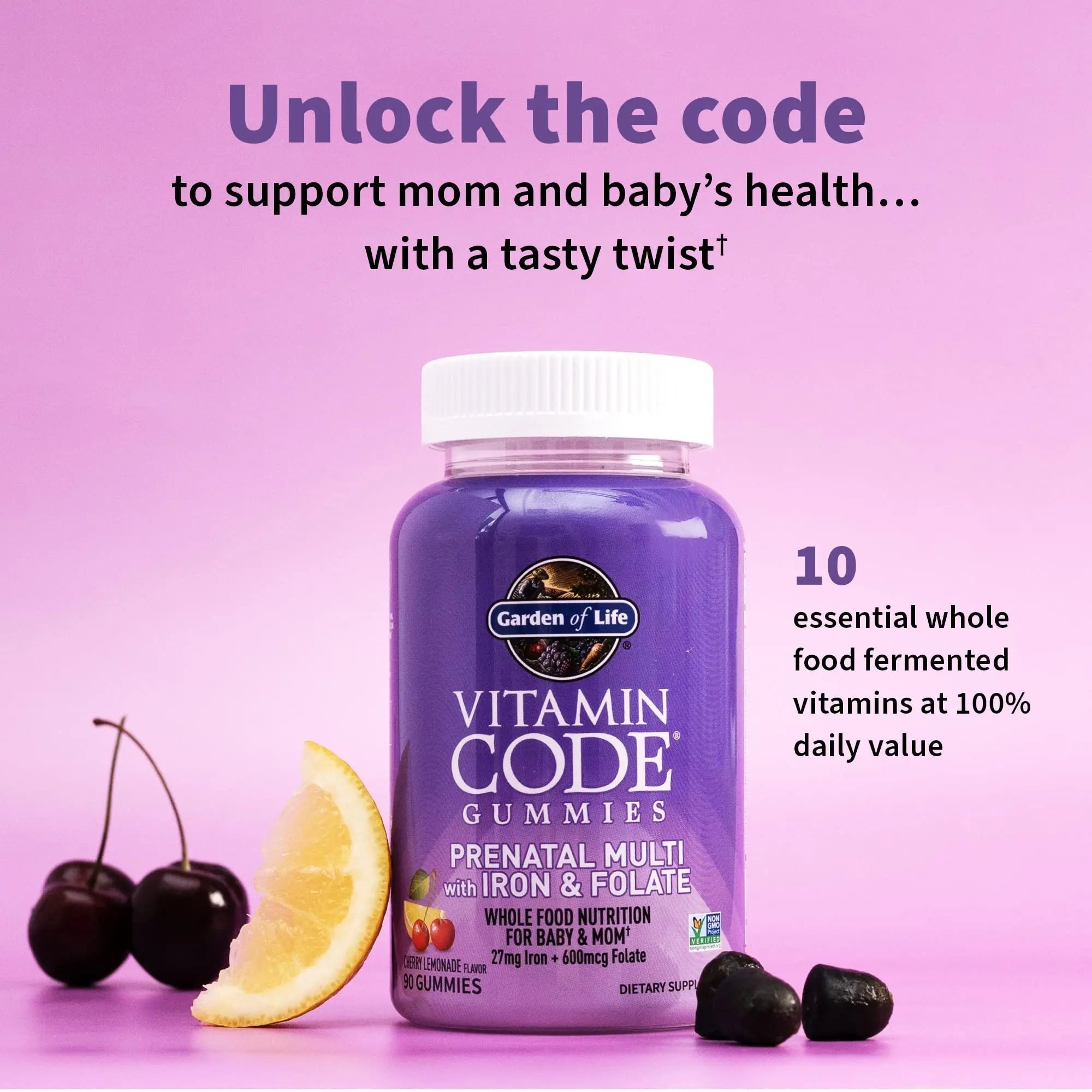 Essential Prenatal Gummy Vitamins for Women with Iron: Folate, Biotin, D3 & B12 + Probiotics for Digestion, Vitamin Code Multivitamin Garden of Life buy supplements canada