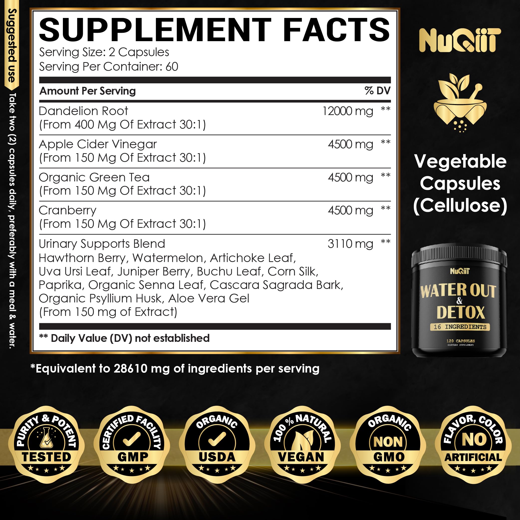 Nuqiit Water Out Supplement with Dandelion Root 12000mg Apple Cider Vinegar 4500mg & More Nuqiit buy supplements canada