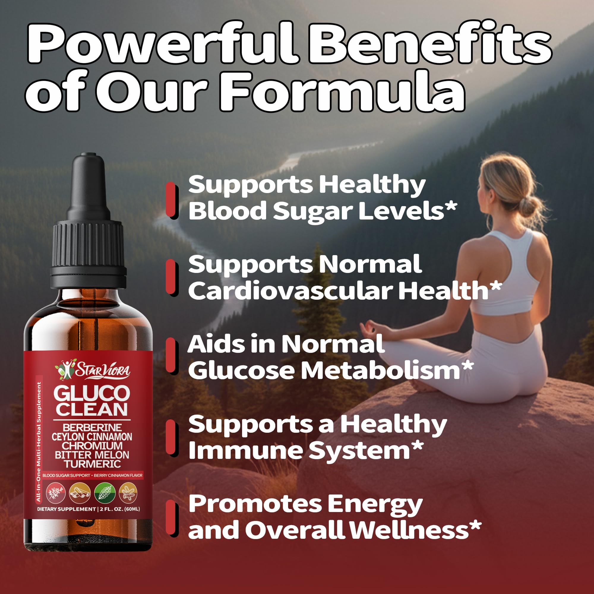 StarViora Gluco Clean Sugar-Free Herbal Blend with Berberine & Chromium, Bitter Melon, Ginseng and Alpha Lipoic Acid for Daily Wellness StarViora buy supplements canada
