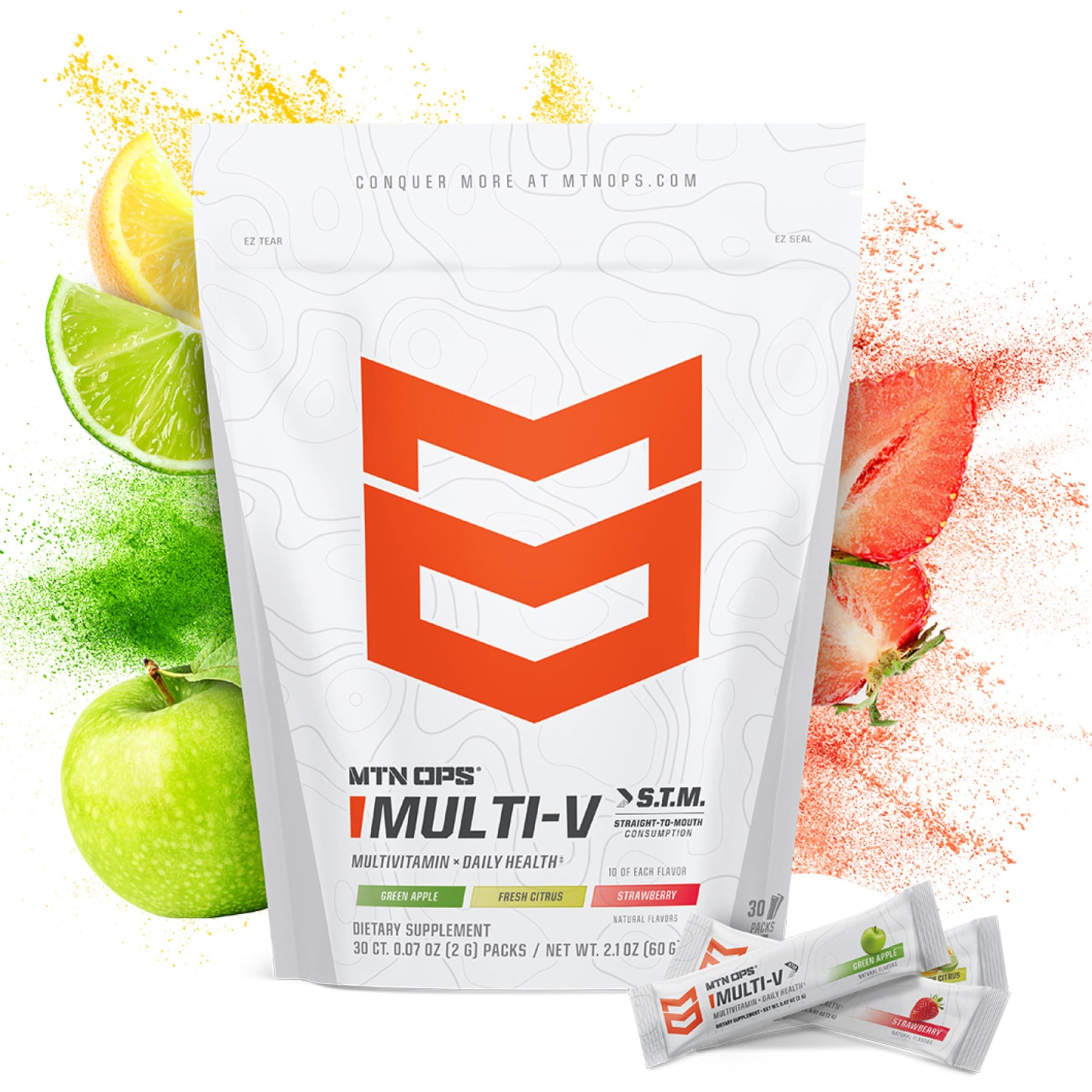 MTN OPS Multi‑V STM On‑the‑Go Daily Multivitamin for Men, Women & Kids – Straight‑to‑Mouth Vitamin C D3 B Zinc Packs – Gluten Free, Natural Flavors, 30 Servings MTN OPS buy supplements canada