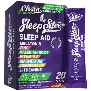 Sleep Aid Melatonin Powder Tryptophan Glycine Valerian Root Magnesium For Sleep Lemon Balm L Theanine Magnesium Glycinate Zinc Sleep Aid Myo Inositol GABACalm B6 5 HTP Stress Relief 20 Stix Clean Nutraceuticals buy supplements canada