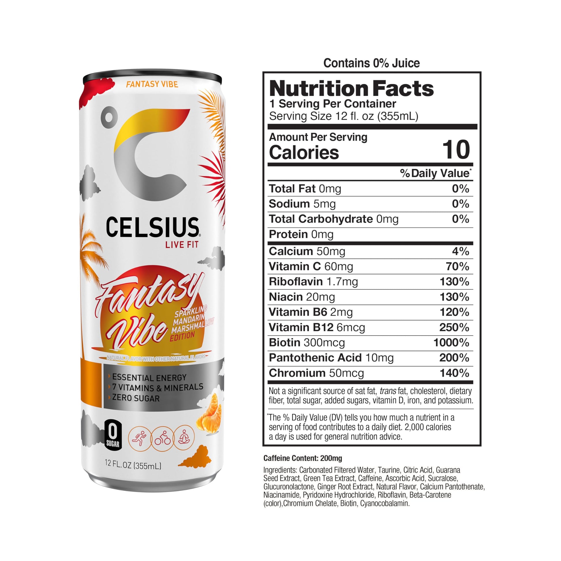CELSIUS Sparkling Fantasy Vibe, Functional Essential Energy Drink, 12 Fl Oz (Pack of 12) CELSIUS buy supplements canada
