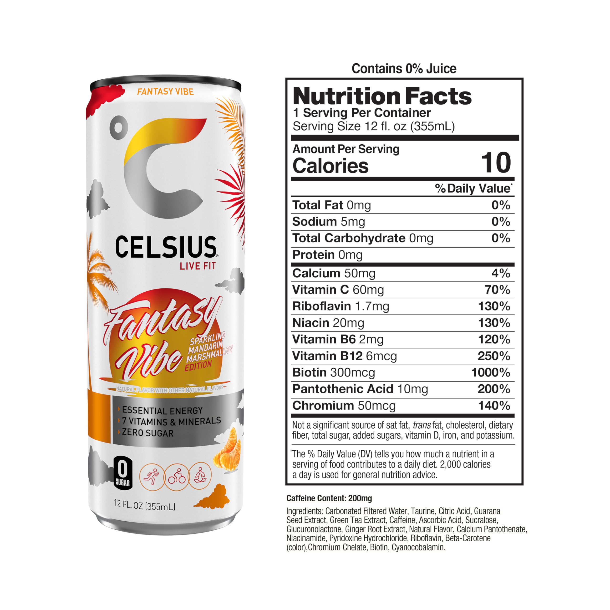 CELSIUS Sparkling Fantasy Vibe, Functional Essential Energy Drink, 12 Fl Oz (Pack of 12) CELSIUS buy supplements canada