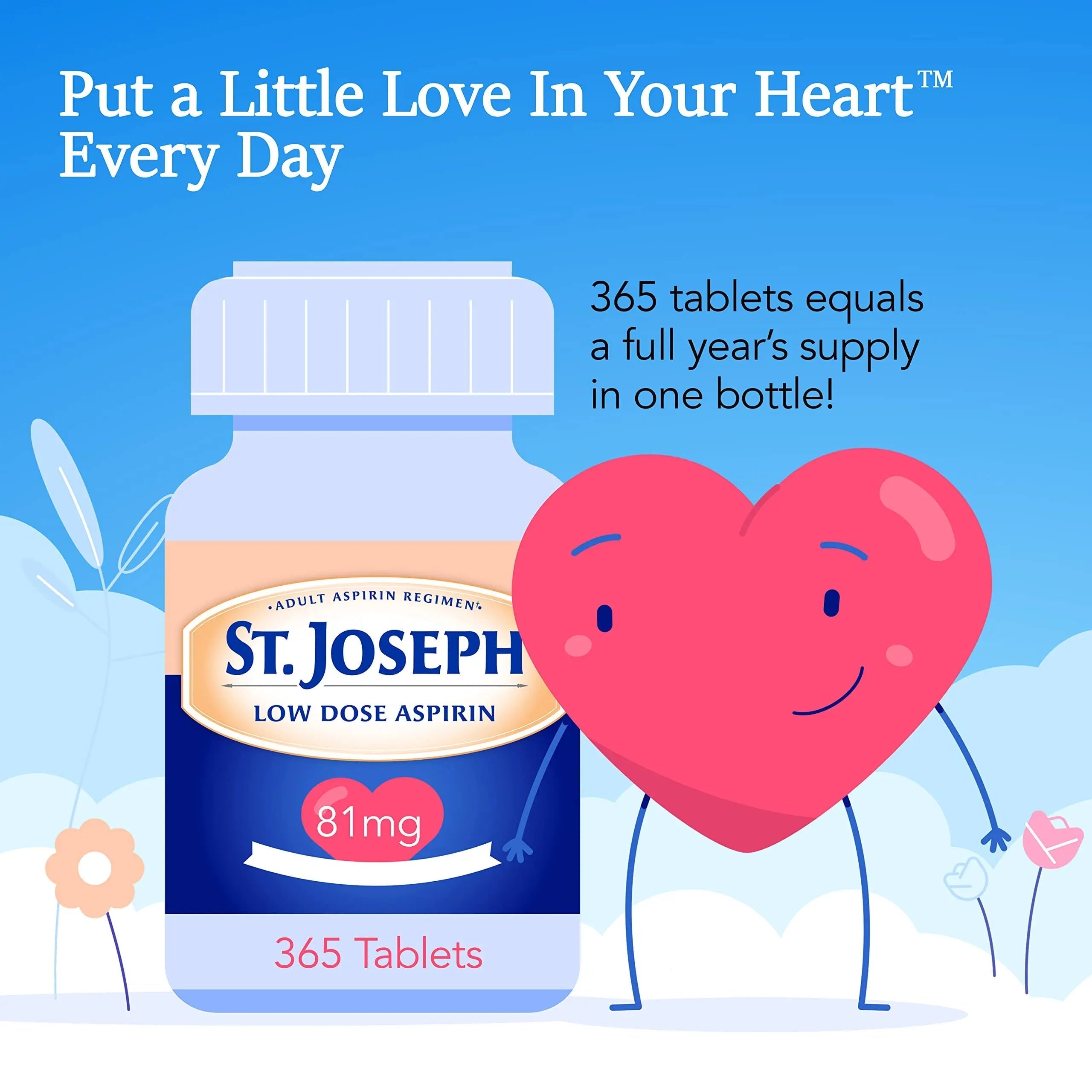 St. Joseph Aspirin Pain Reliever (NSAID) 81mg, Enteric Safety Coated, Adult Low Dose Aspirin, 365 ct St. Joseph buy supplements canada