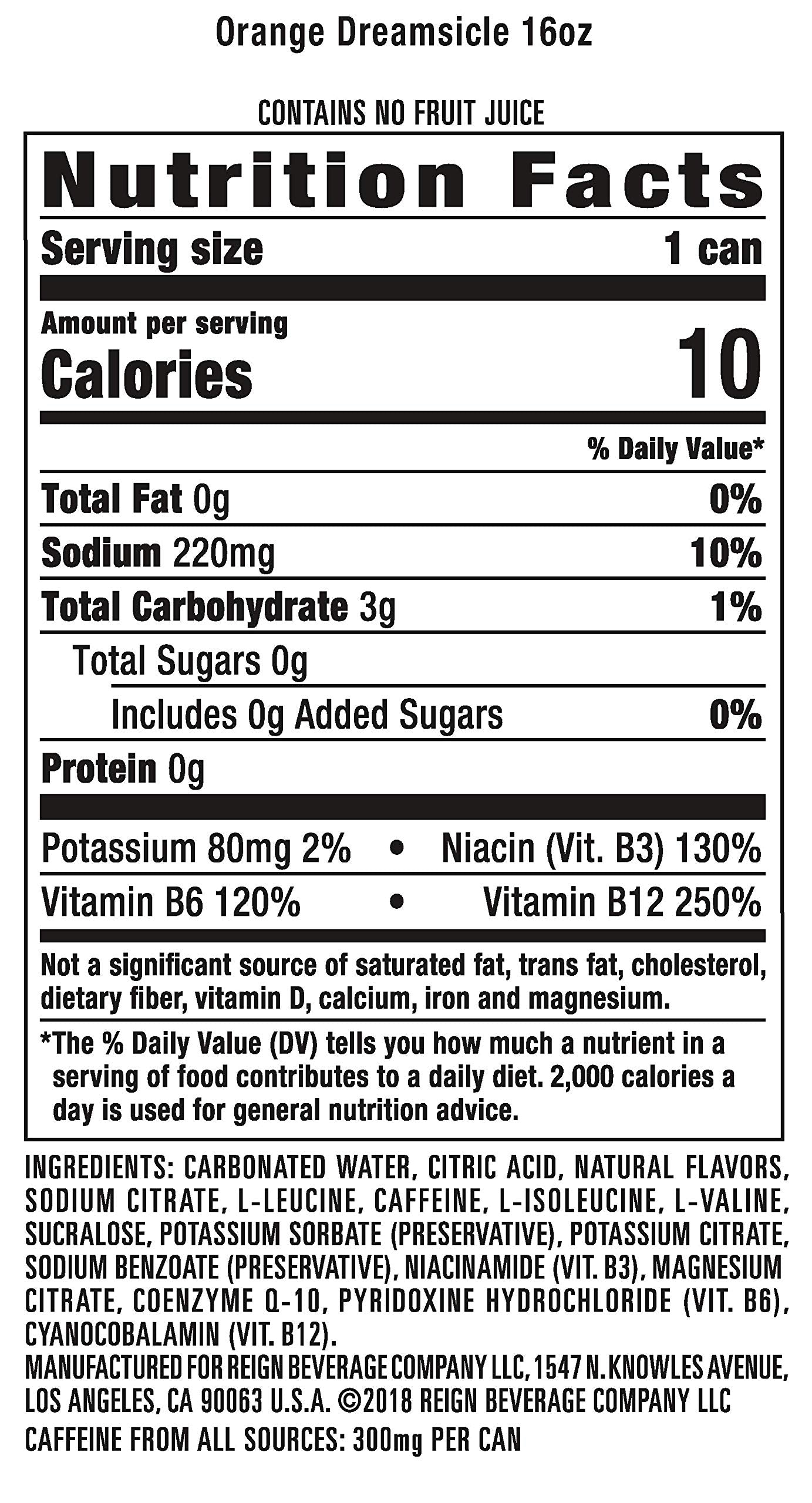 Reign Total Body Fuel, Orange Dreamsicle, Fitness & Performance Drink, 16 Fl Oz (Pack of 12) Reign buy supplements canada