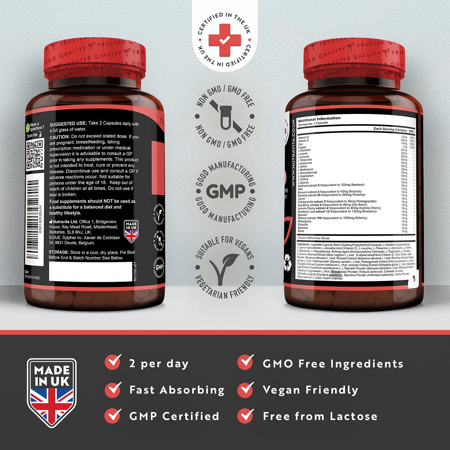 Vegan Collagen 1000mg Advanced Superfood Blend - 180 Capsules (3 Month Supply) Nutravita buy supplements canada