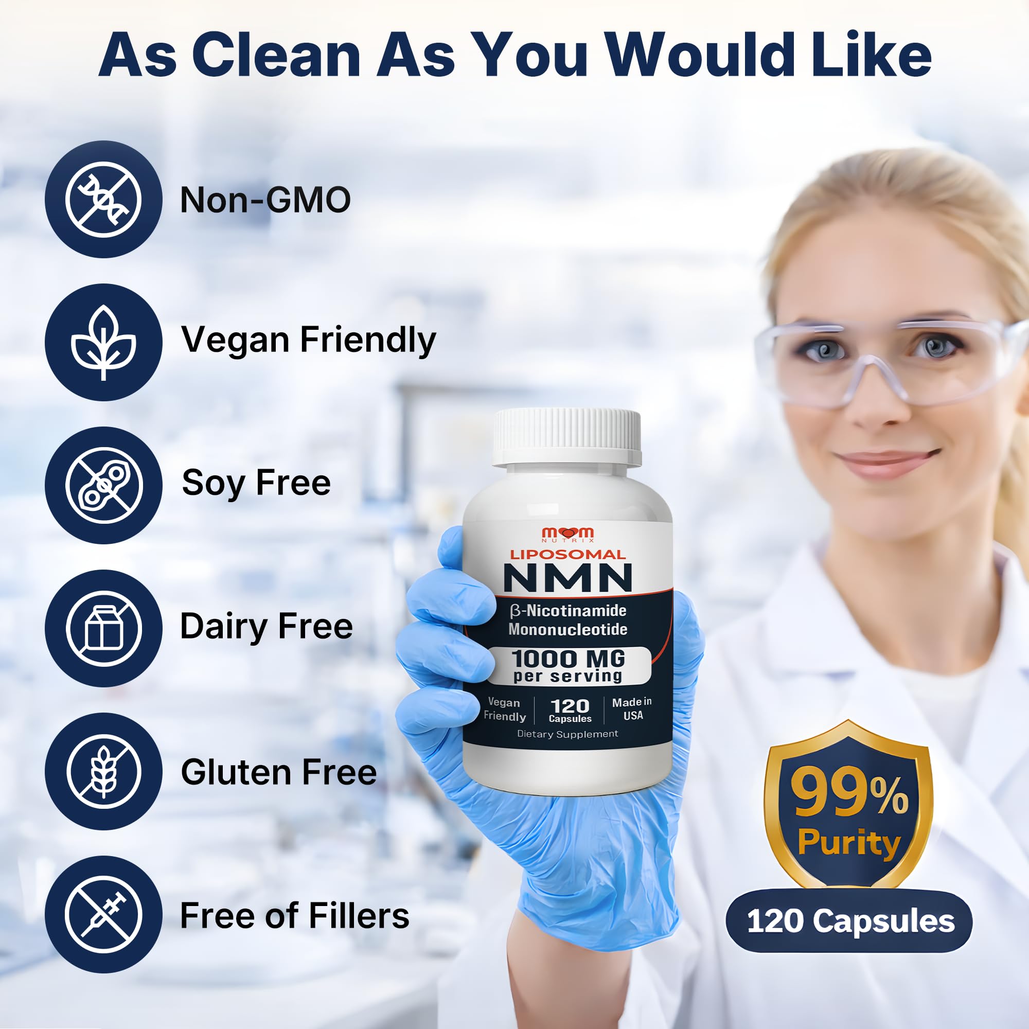 NMN Supplement 1000 mg Pure Nicotinamide Mononucleotide - NAD Precursor for Energy, Cellular Renewal & Longevity Support - Mitochondrial Support 120 Capsules - Vegan, Non GMO, Gluten Free MOM NUTRIX buy supplements canada