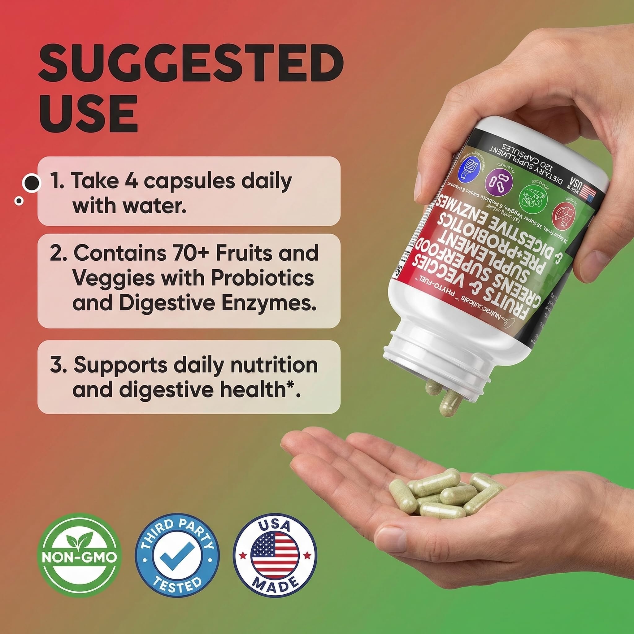 Clean Nutraceuticals Fruits and Veggies Supplement Reds & Green Superfood - Balance of Over 70 Fruit & Vegetable Supplements Capsules with Probiotics Prebiotics Clean Nutraceuticals buy supplements canada
