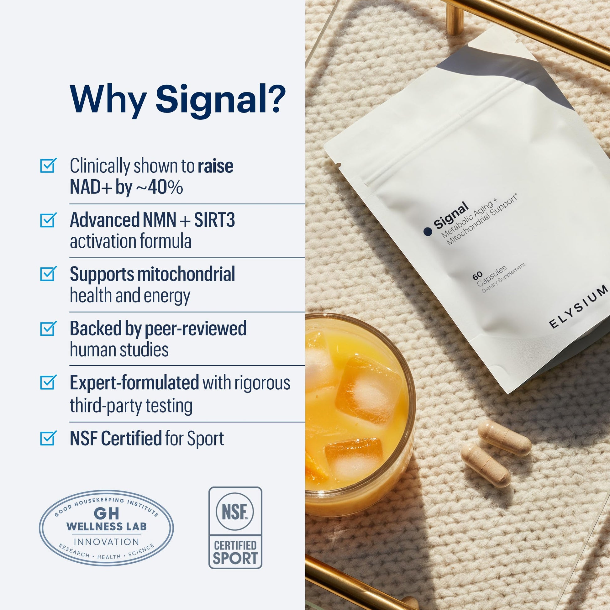 ELYSIUM Signal NMN Supplement - Clinically Proven to Support NAD+ Production, Mitochondrial Function & Metabolic Health - Nicotinamide Mononucleotide and SIRT3 Activation Complex- 30 Day Supply ELYSIUM buy supplements canada