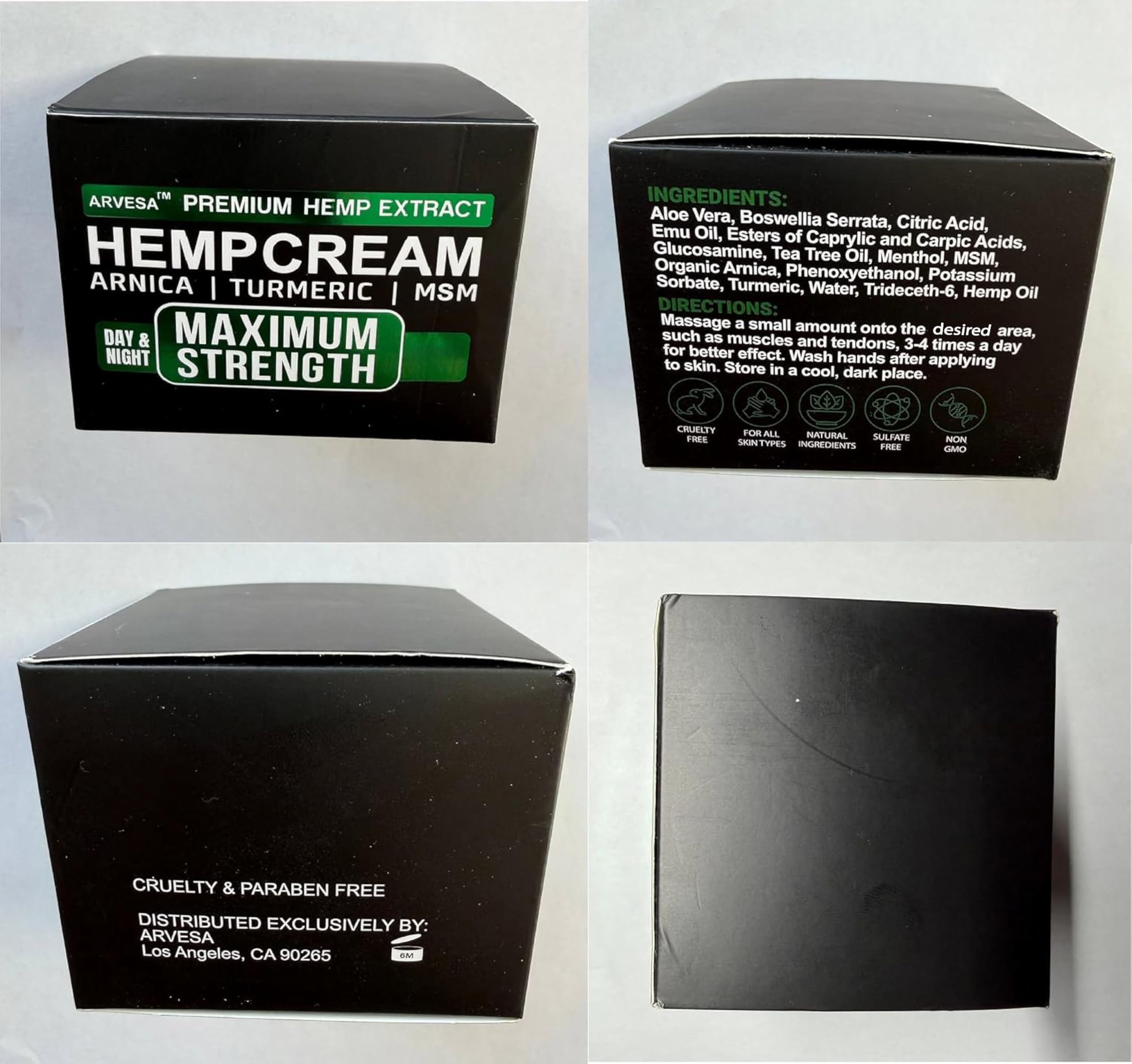 Hemp Cream Maximum Strength with Glucosamine, Arnica, Turmeric, MSM - Natural Hemp Oil Gel Rub - Fast Absorption, Non-Greasy - Advanced Formula - Formulated in USA - 4 FL OZ Arvesa buy supplements canada