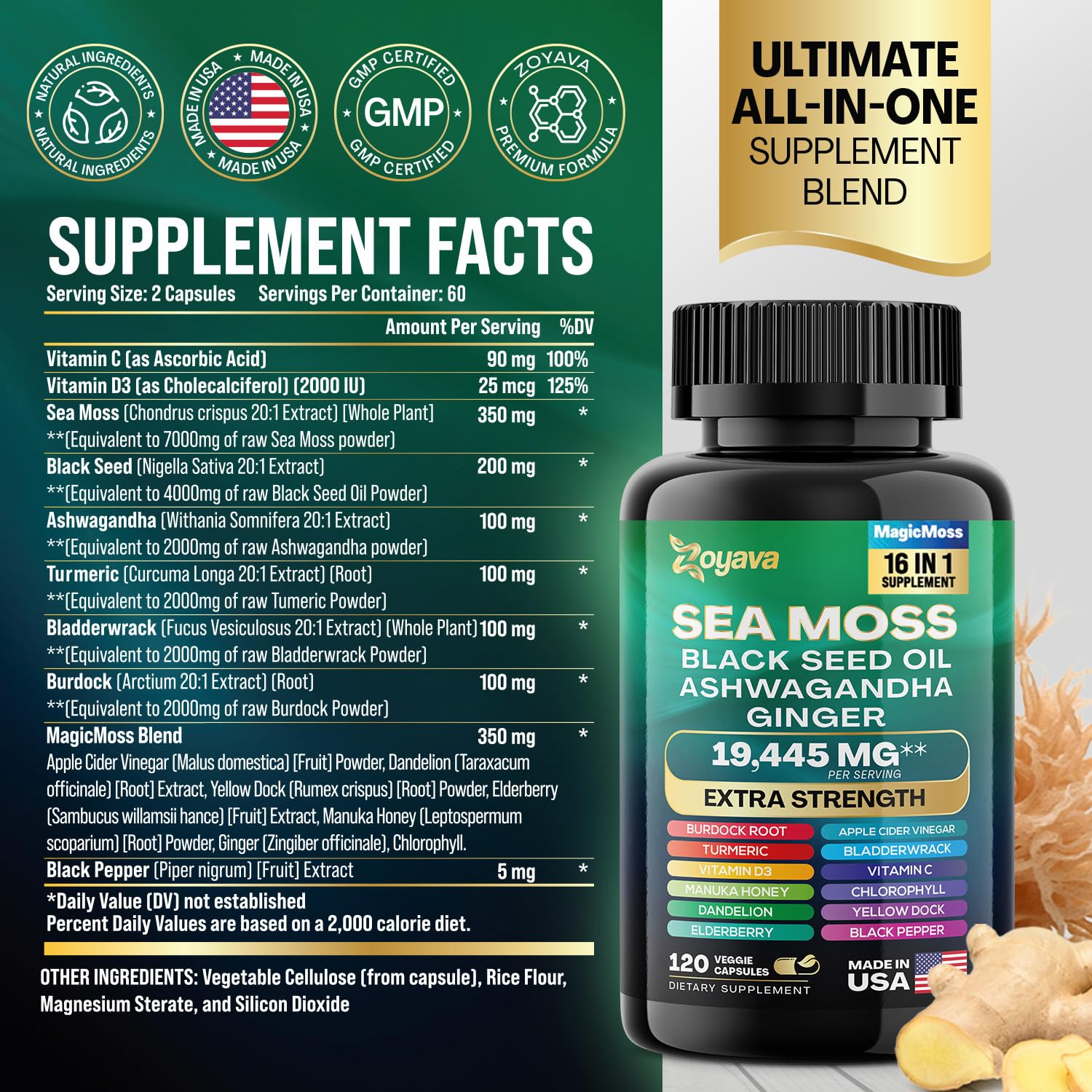 Zoyava Sea Moss 7000mg Black Seed Oil 4000mg Ashwagandha 2000mg Turmeric Zoyava buy supplements canada